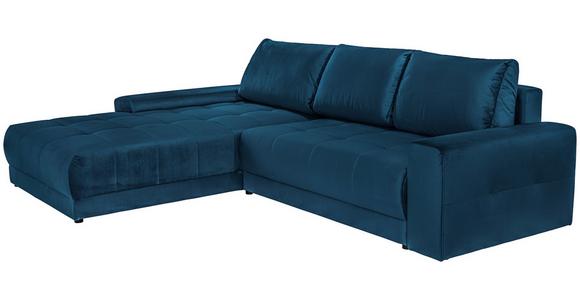 Ecksofa mit Schlaffunktion + Bettkasten Adria, Samt - Dunkelblau, MODERN, Textil (213/308cm) - Luca Bessoni