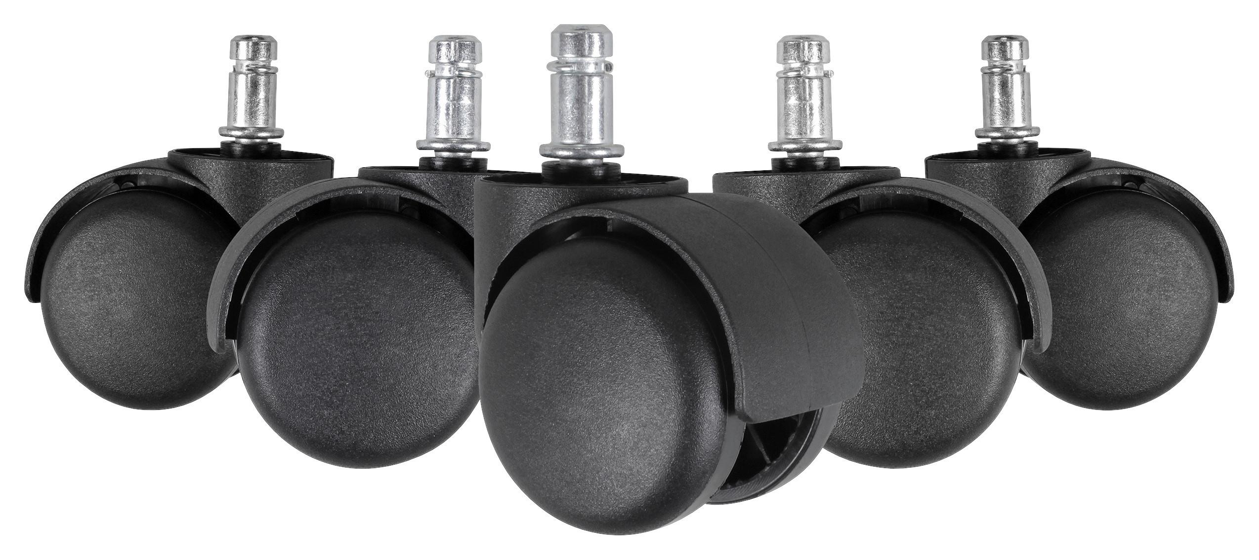 Drehstuhlrolle Ø 5 cm 5er-Set - Schwarz, Basics, Kunststoff (5cm) - MID.YOU