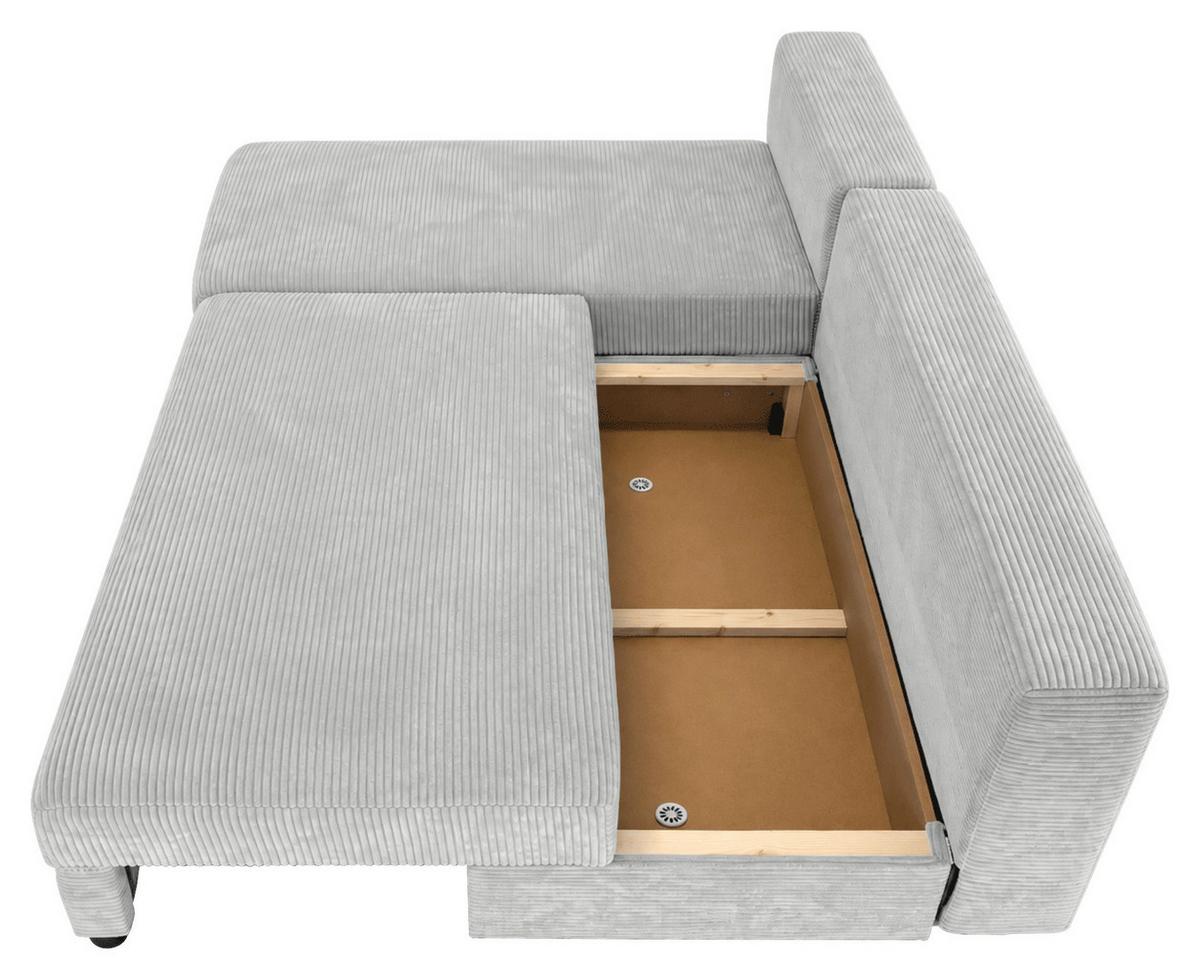 Ecksofa mit Bettfunktion Lima, Grau, 195x140cm - Schwarz/Grau, Trend, Holz/Kunststoff (195/140cm)