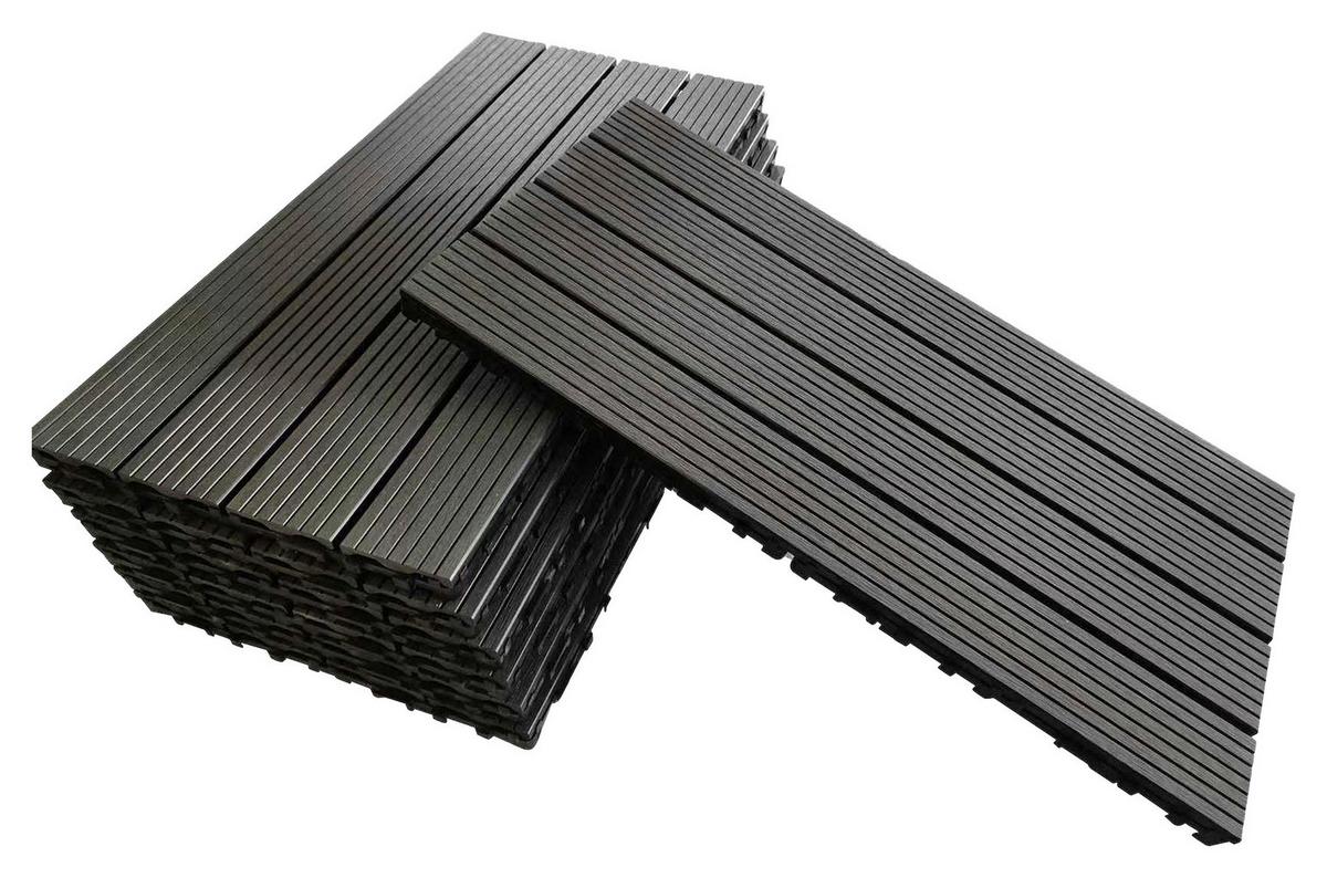 Terrassenfliese Puerto Picolo WPC, Anthrazit, 6 Stück - Anthrazit, KONVENTIONELL, Holzwerkstoff (60/30/2.4cm) - Prestige Home