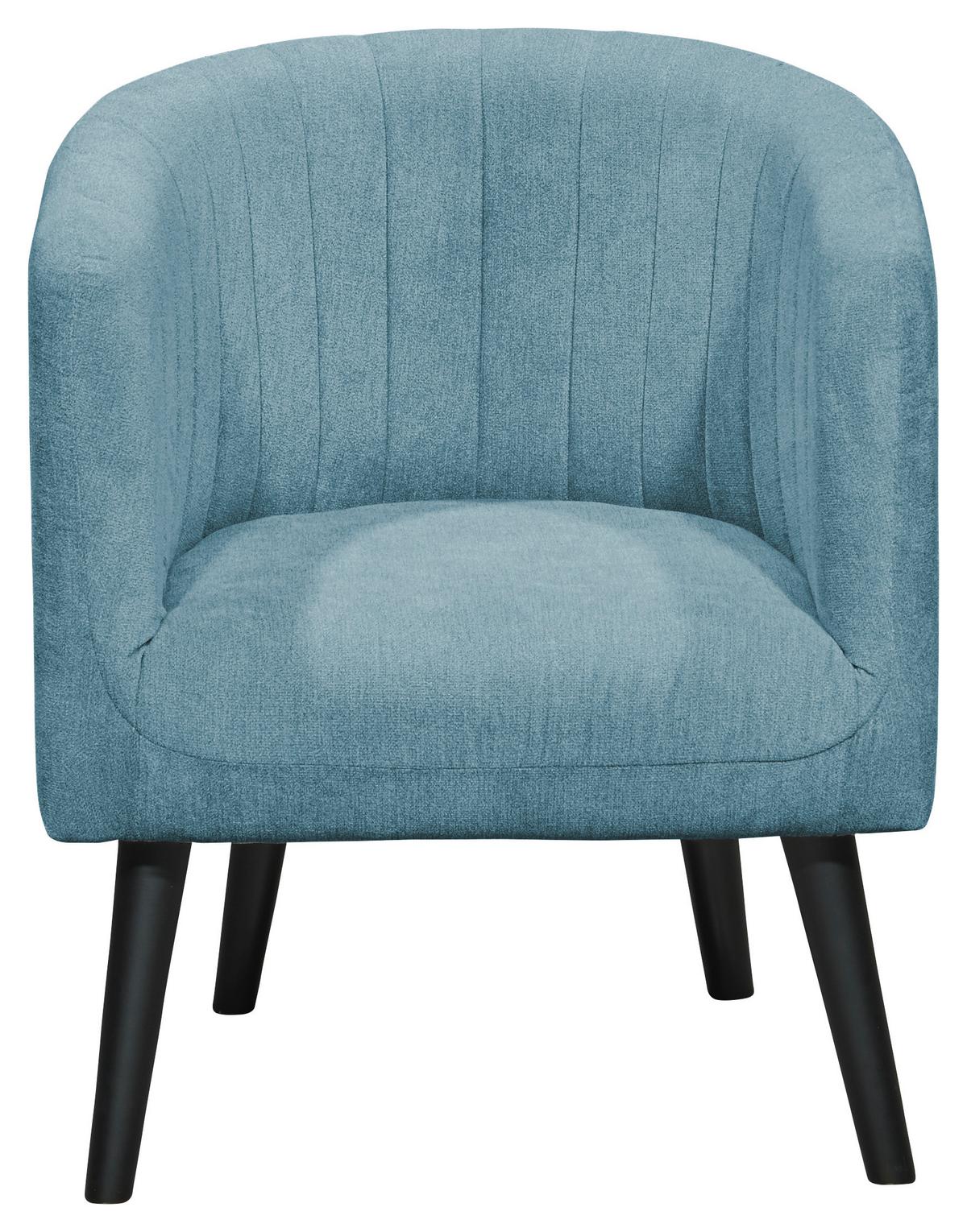 Polstersessel Mit Armlehnen Paul Velours Blau - Blau/Schwarz, Basics, Textil (61/82/58cm) - Livetastic