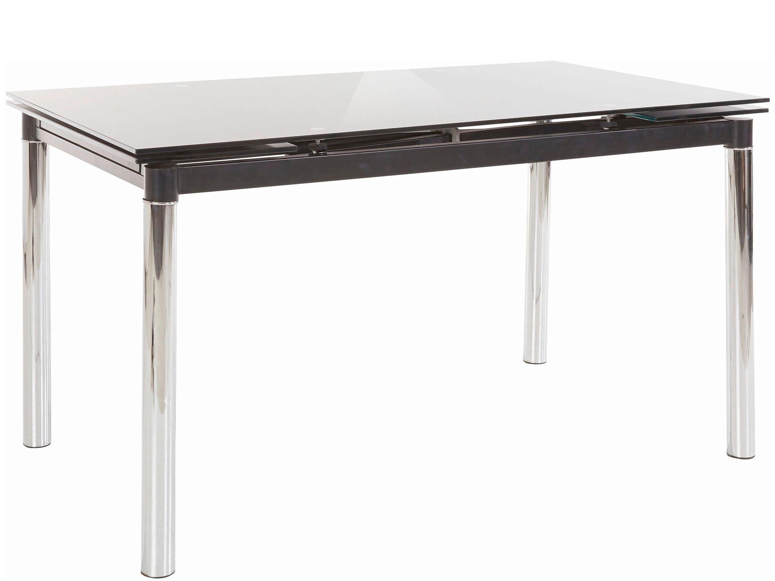 Esstisch Nelson Schwarz L: 140cm - Silberfarben/Schwarz, Design, Glas/Metall (140/75/80cm) - MID.YOU