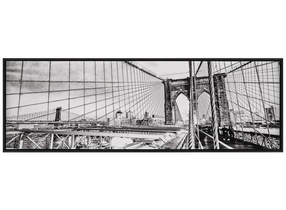 Keilrahmenbild Brooklyn Bridge - Silberfarben/Schwarz, MODERN, Holz/Kunststoff (120/40/3,5cm) - Luca Bessoni Keilrahmenbild Brooklyn Bridge - Silberfarben/Schwarz, MODERN, Holz/Kunststoff (120/40/3,5cm) - Luca Bessoni