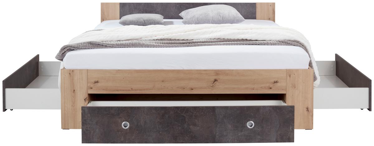 Postel s úložným prostorem Azurro 180x200, tmavě šedá/dub - barvy dubu/tmavě šedá, Moderní, kompozitní dřevo (180/200cm)