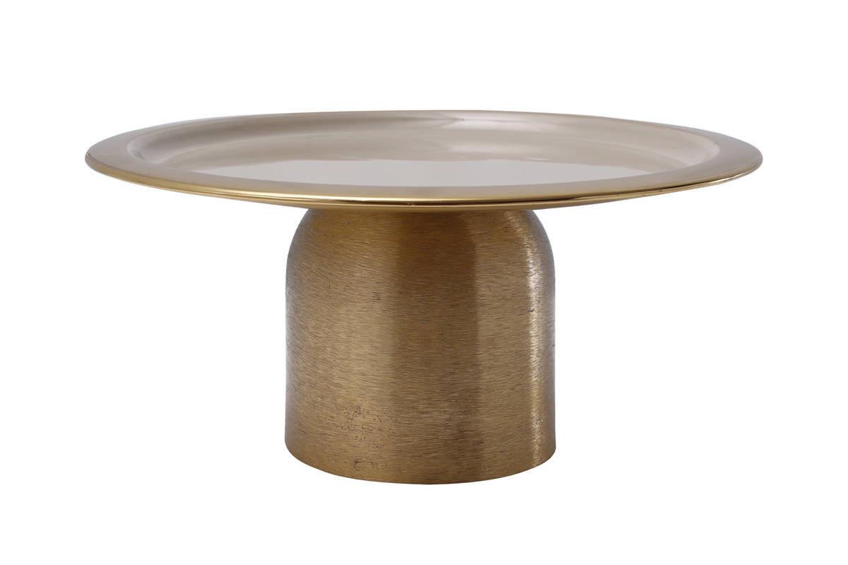 Tortenplatte Rund Eisen Art Deco D: 29 cm - Taupe/Goldfarben, Trend, Metall (29/14cm) - Kayoom