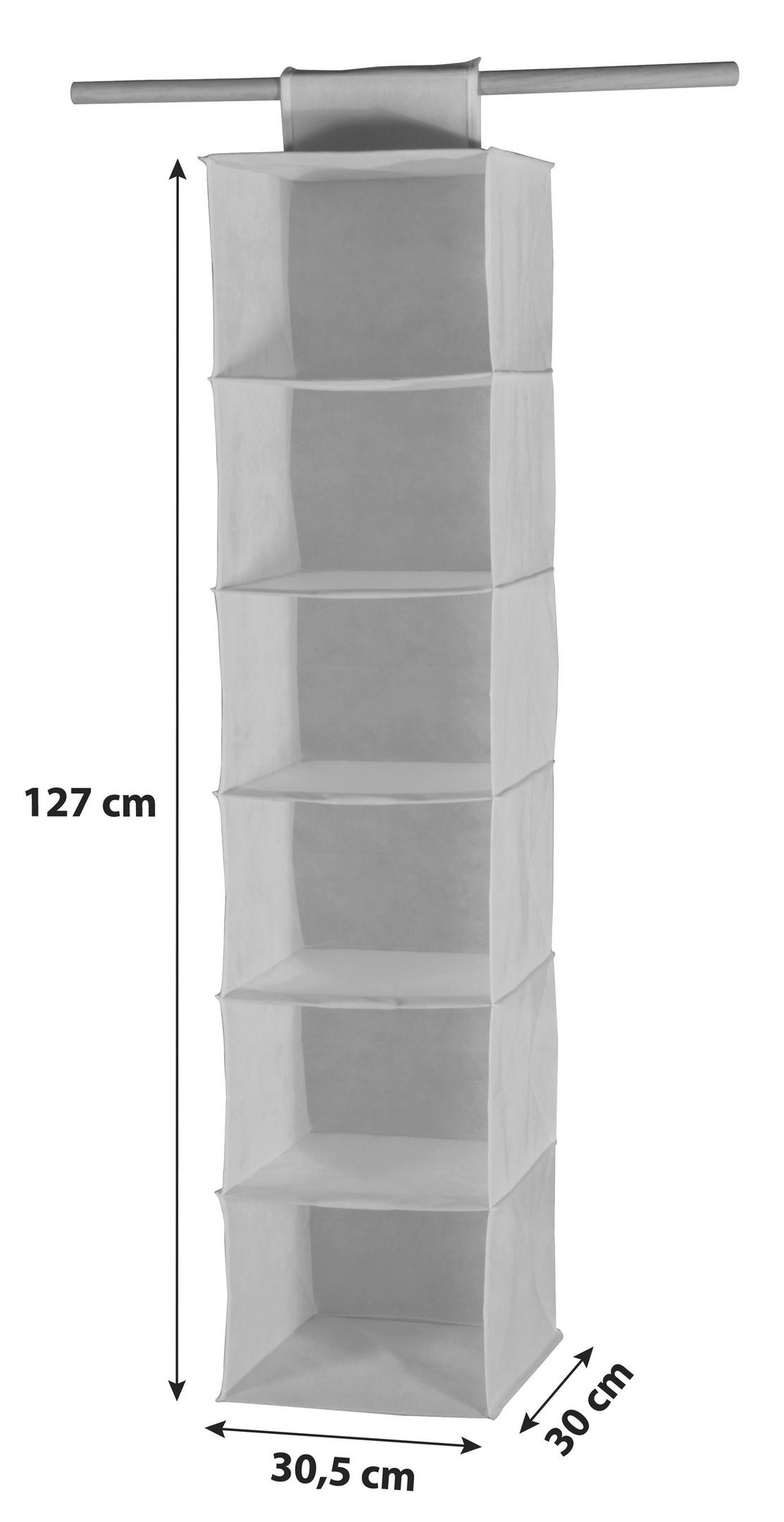 Hängeaufbewahrung Cliff 2 B: 30,5 cm Stoff Weiß 6 Fächer - Weiß, MODERN, Textil (30,5/127/30cm)