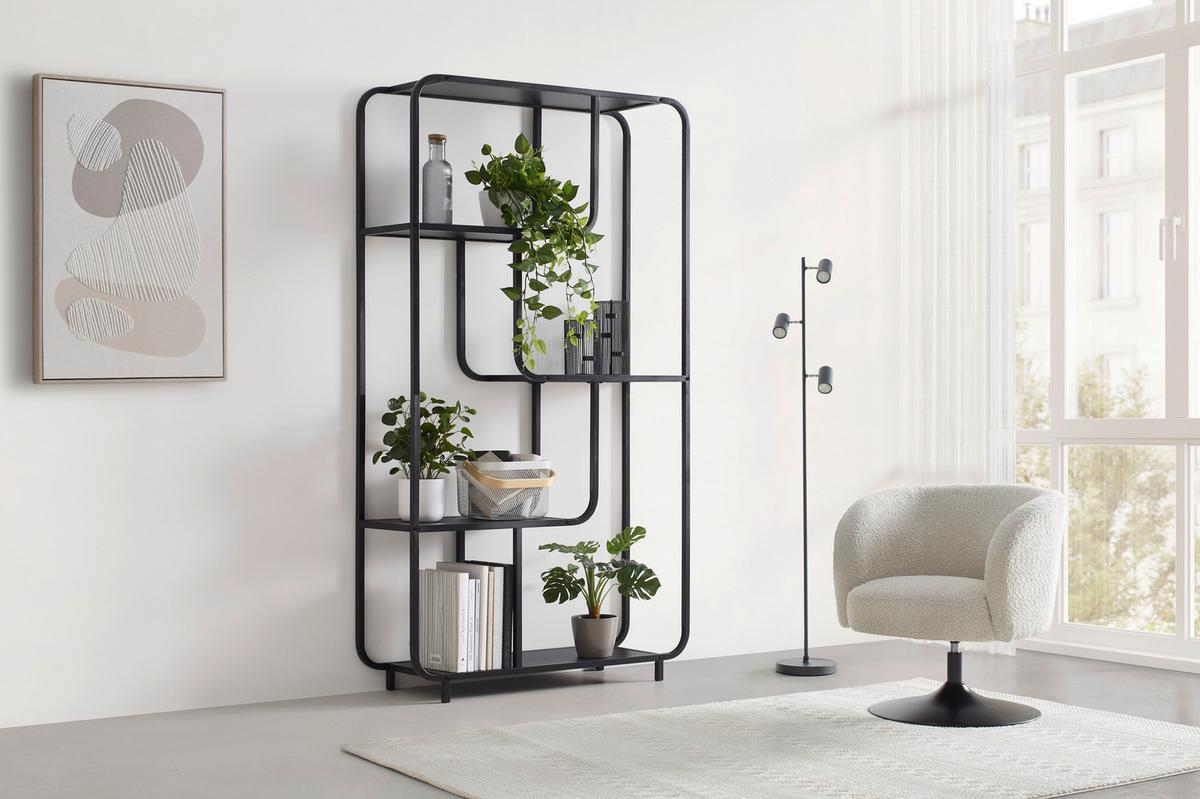 REGÁL BEND -EXKLUSIV- - černá, Moderní, kov/kompozitní dřevo (100qm) - Mömax