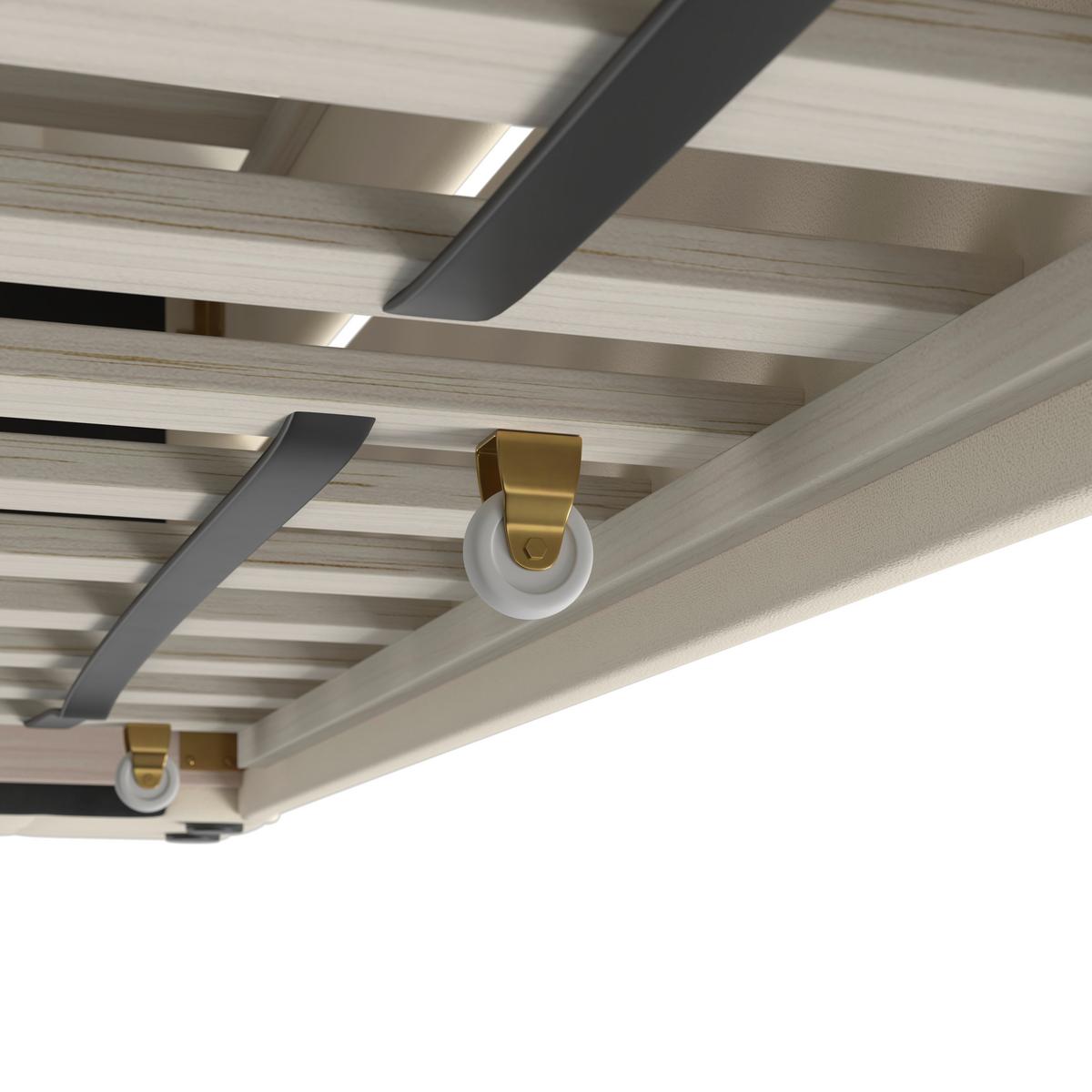 Výsuvná posteľ TASHA 90x200 cm, slonovinová - svetlohnedá/čierna, Modern, drevo/textil (90/200cm) - Bessagi Home