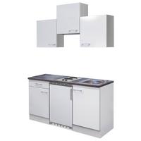 Minikuchyně LUCCA včetně spotřebičů a dřezu - bílá/barvy hliníku, Konvenční, kompozitní dřevo/plast (150cm)