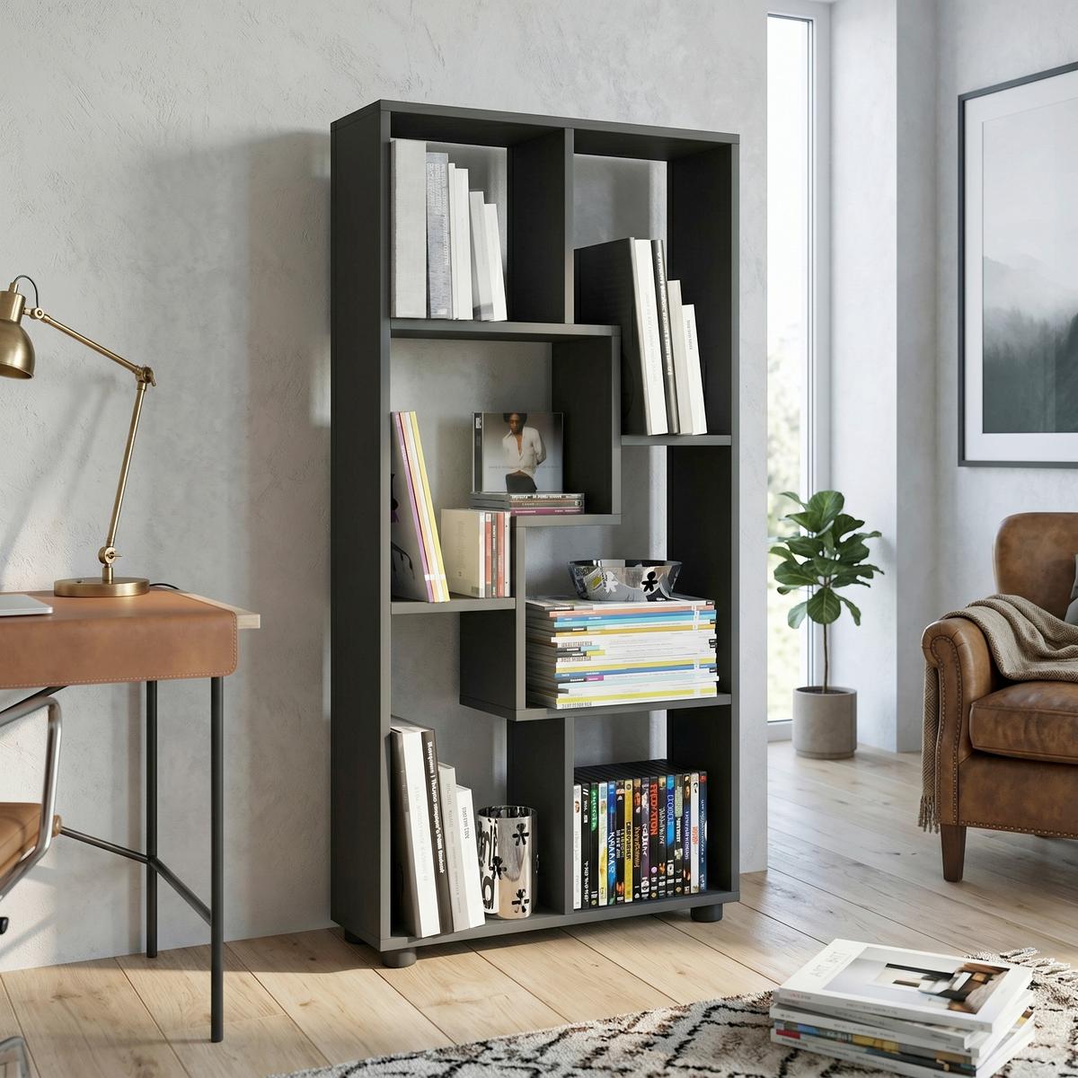 Regál Blina š: 60cm, čierny - čierna, Basics, kompozitné drevo (60/119/20cm) - MID.YOU