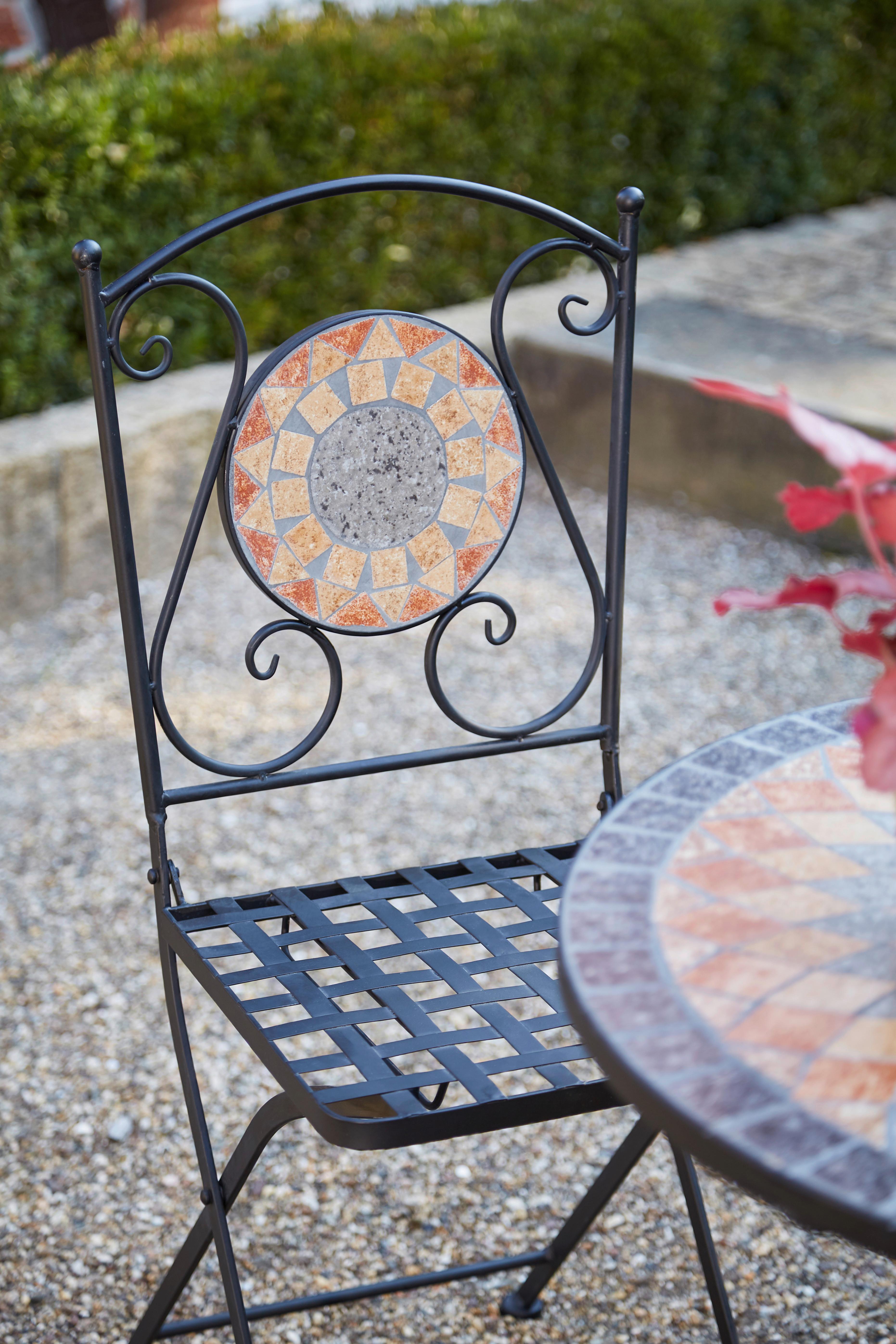 Gartensessel Klappbar Metall/Keramik - Multicolor/Schwarz, MODERN, Keramik/Metall (39/88,5/49,5cm) - Siena Garden