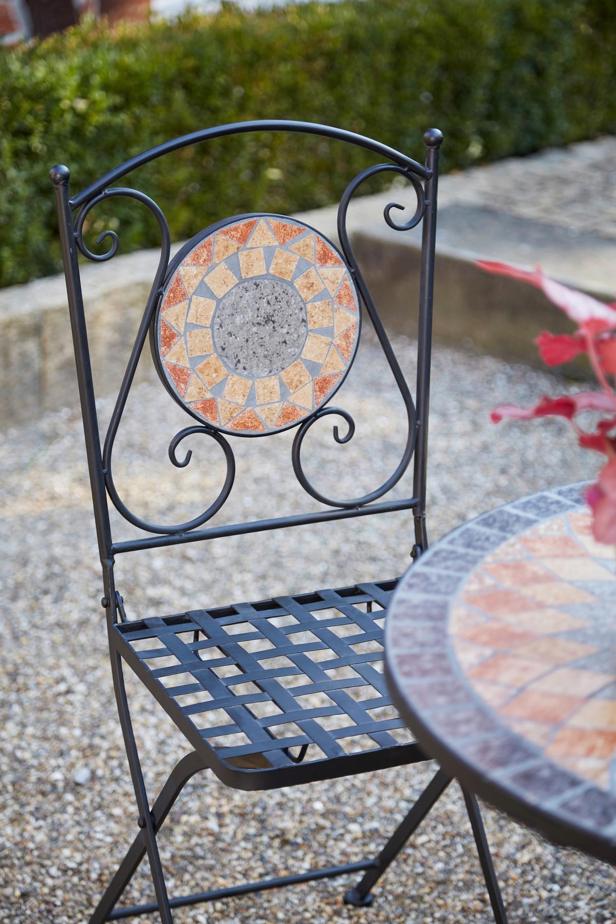 Gartensessel Klappbar Metall/keramik - Multicolor/Schwarz, MODERN, Keramik/Metall (39/88,5/49,5cm) - Siena Garden