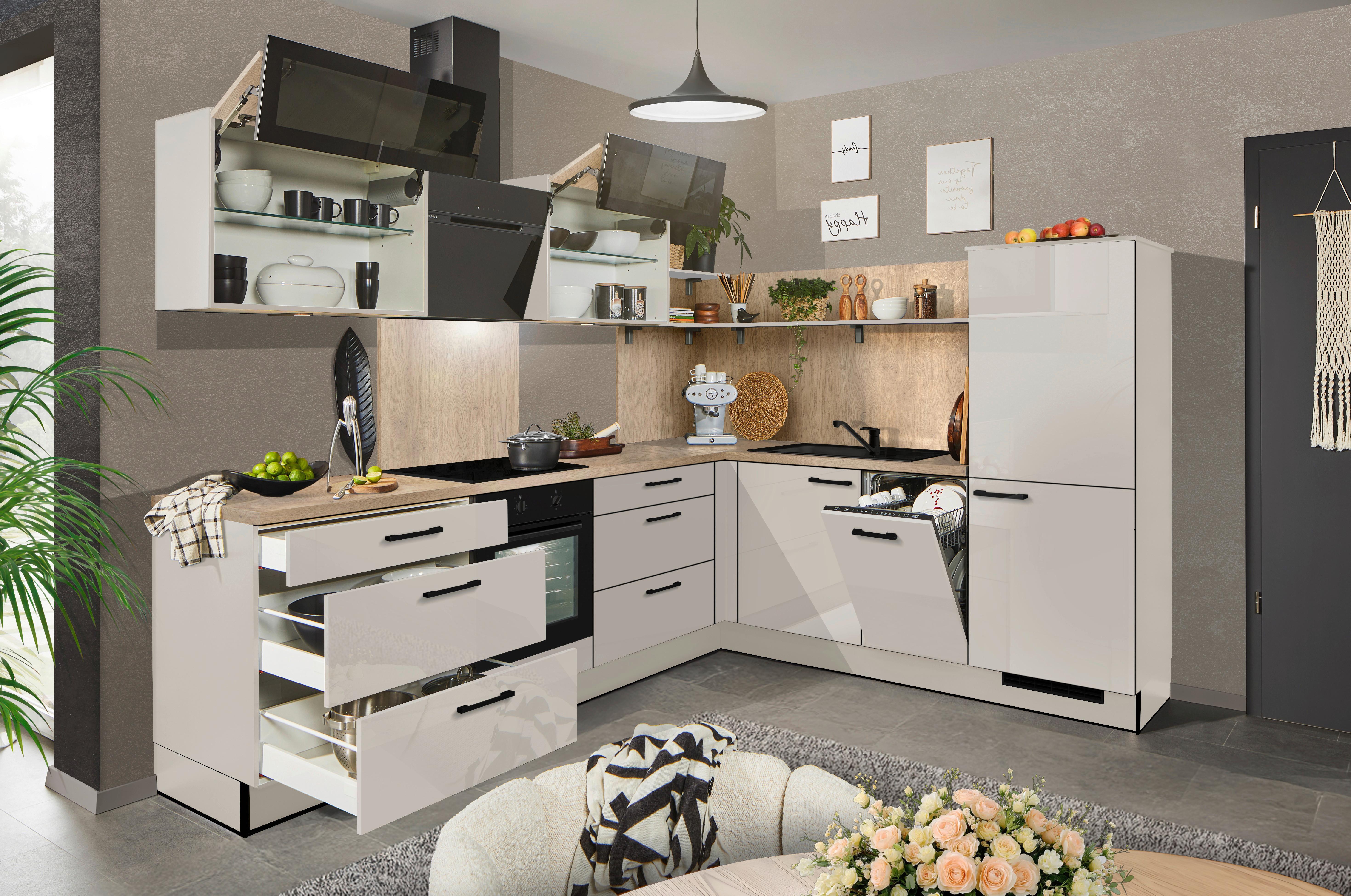 Eckküche Pn215/pn100 - Kaschmir/Eichefarben, MODERN, Holzwerkstoff (285/230cm) - Pino