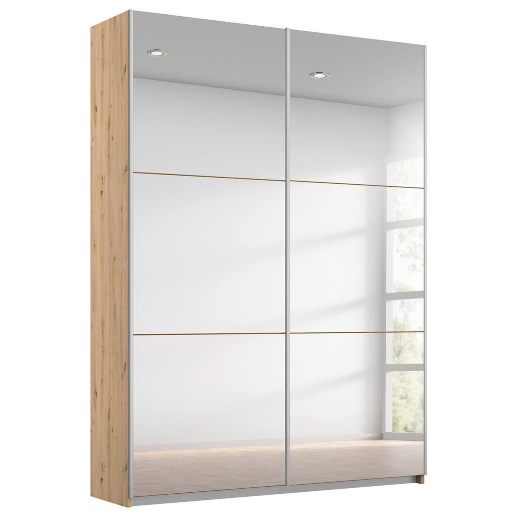 Schwebetürenschrank Mit Spiegel 131cm Reflect, Eiche