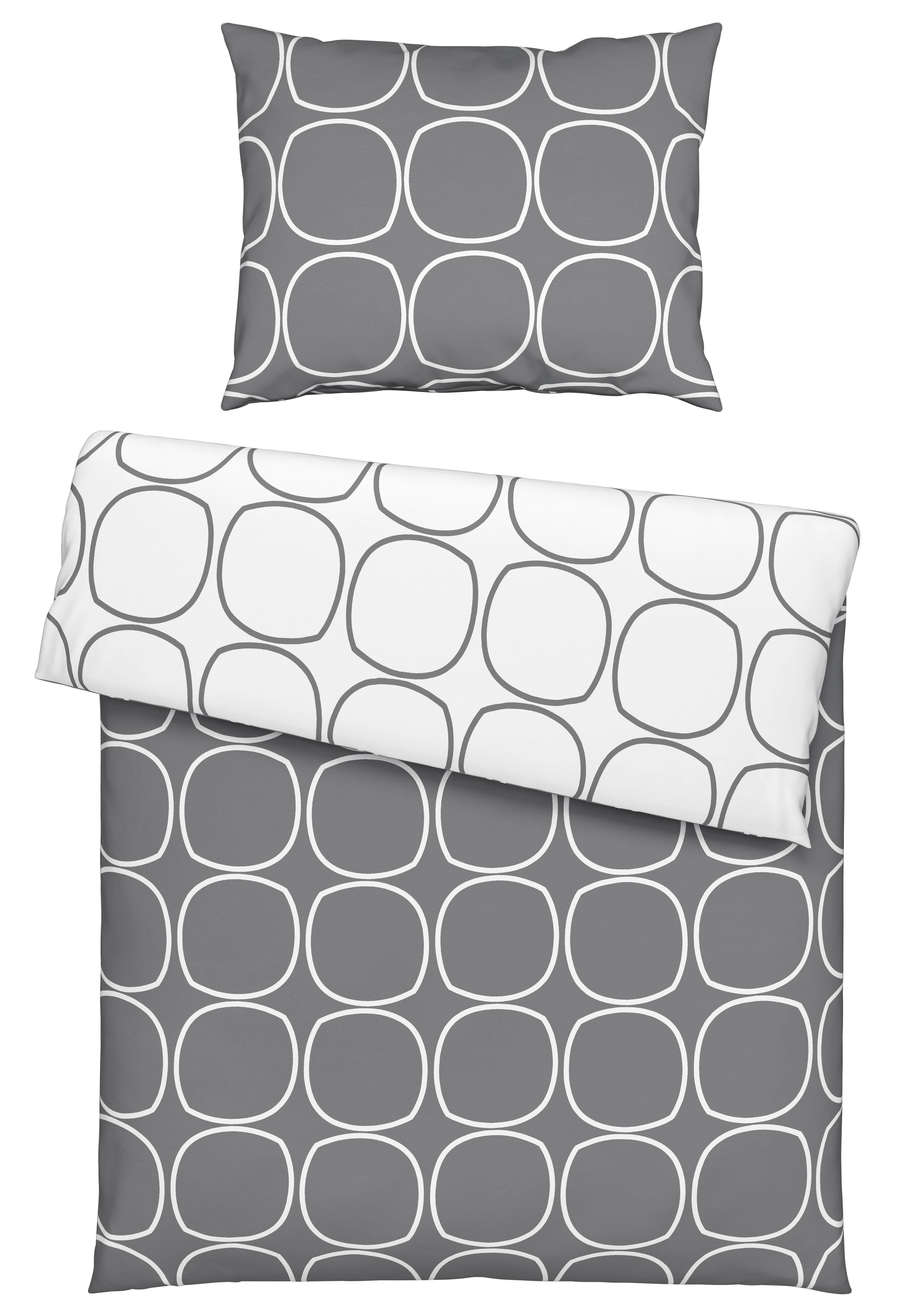 Obojstranná Posteľná Bielizeň Reggie Wende, 140/200cm - sivá/biela, Konvenčný, textil (140/200cm) - Modern Living