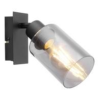 Strahler Hadera Schwarz B: 20 Cm - Schwarz, Design, Glas/Metall (9/20/18cm) - Globo