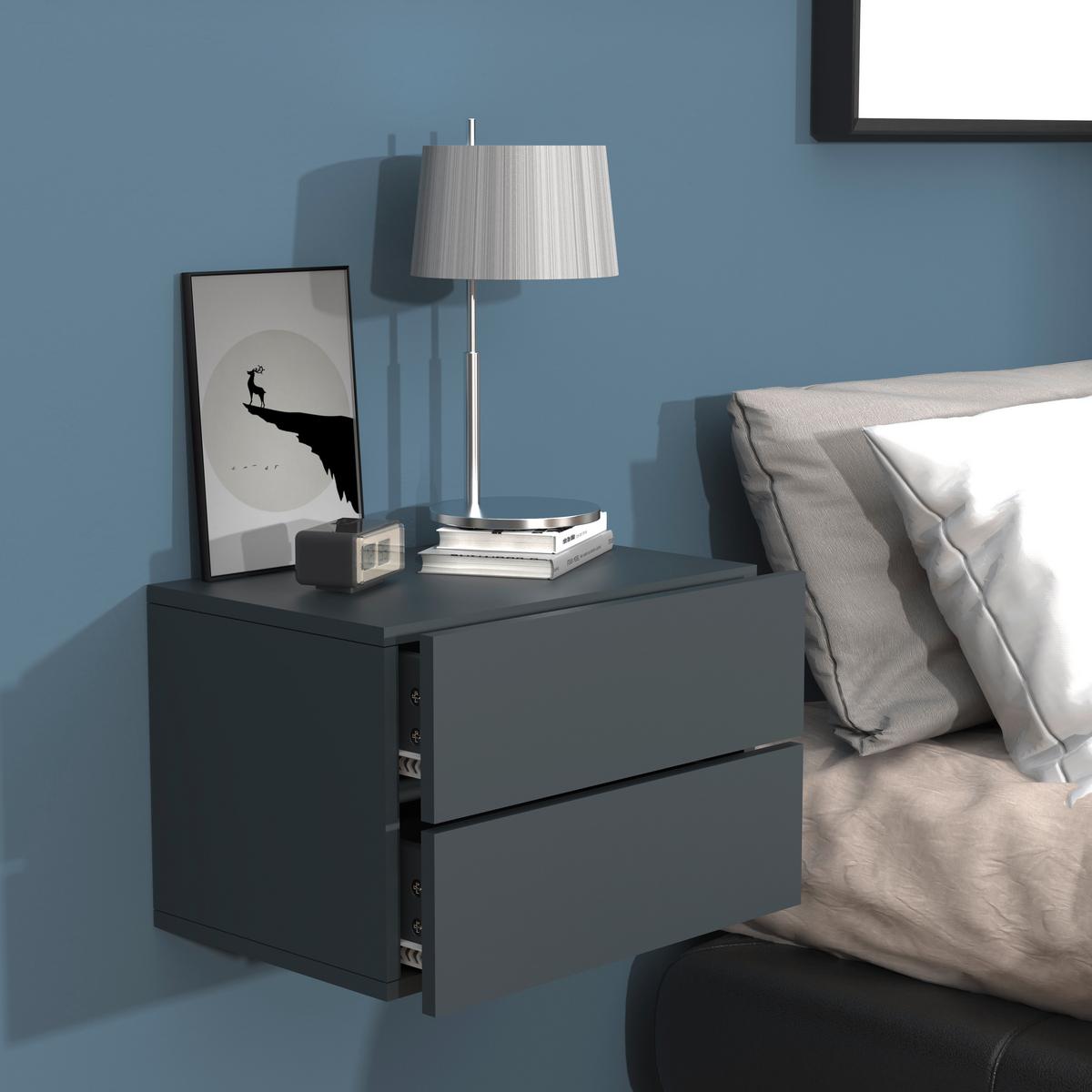 Nachtkästchen USAl L B: 45 cm Anthrazit - Anthrazit, MODERN, Holzwerkstoff (45/30/32cm) - MID.YOU