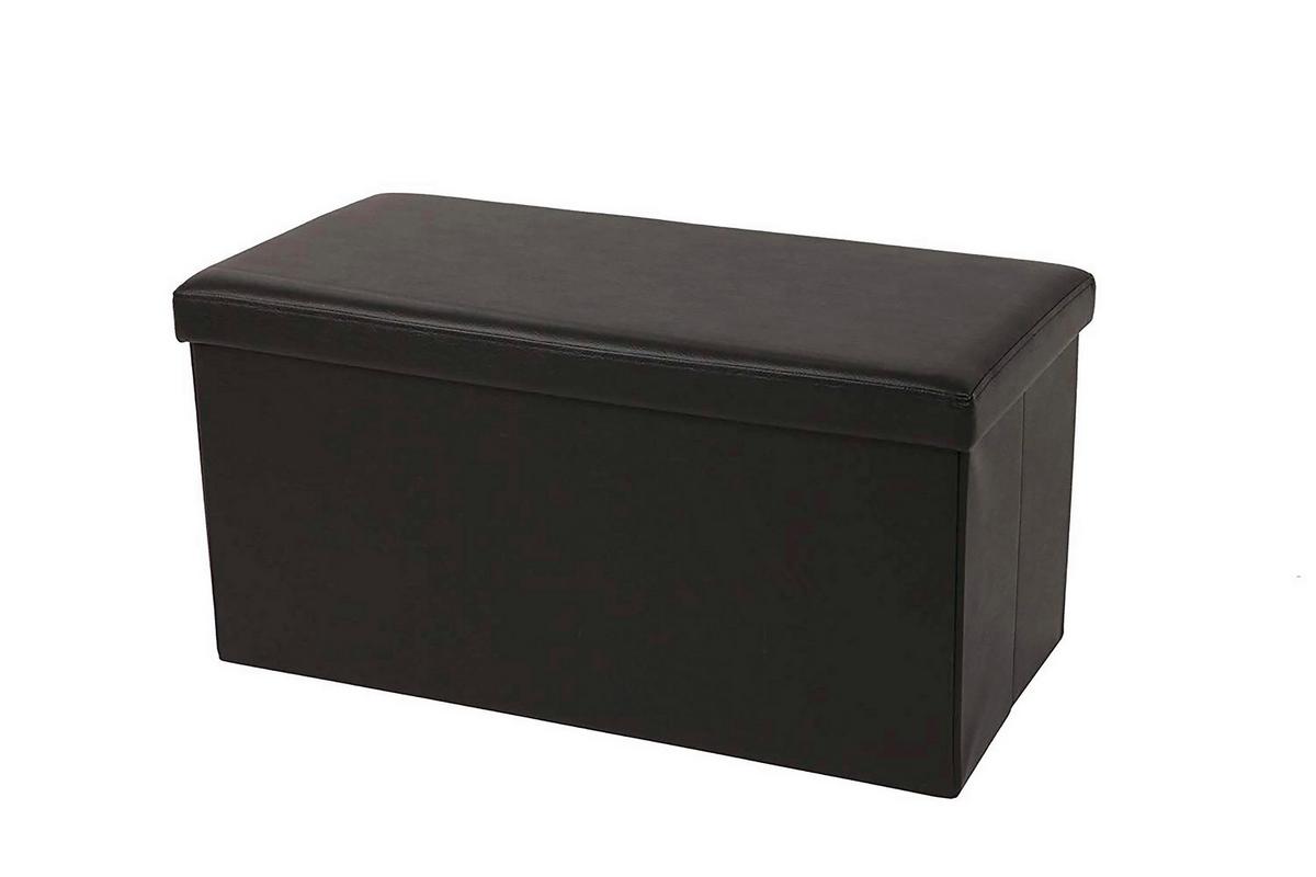 Sitztruhe Seatbox Schwarz L: 76 cm Lederlook mit Stauraum - Schwarz, Basics, Kunststoff (76/38/38cm) - Echtwerk