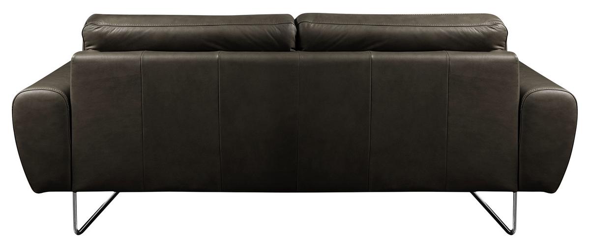 3-Sitzer-Sofa Spring Schwarz Chrom B: 207 cm - Chromfarben/Schwarz, Design, Leder (207/85/92cm) - Livetastic
