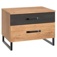 Nočný stolík Detroit šírka 58cm - grafitová/farba duba, Basics, kov/kompozitné drevo (58/45/41cm) - MID.YOU
