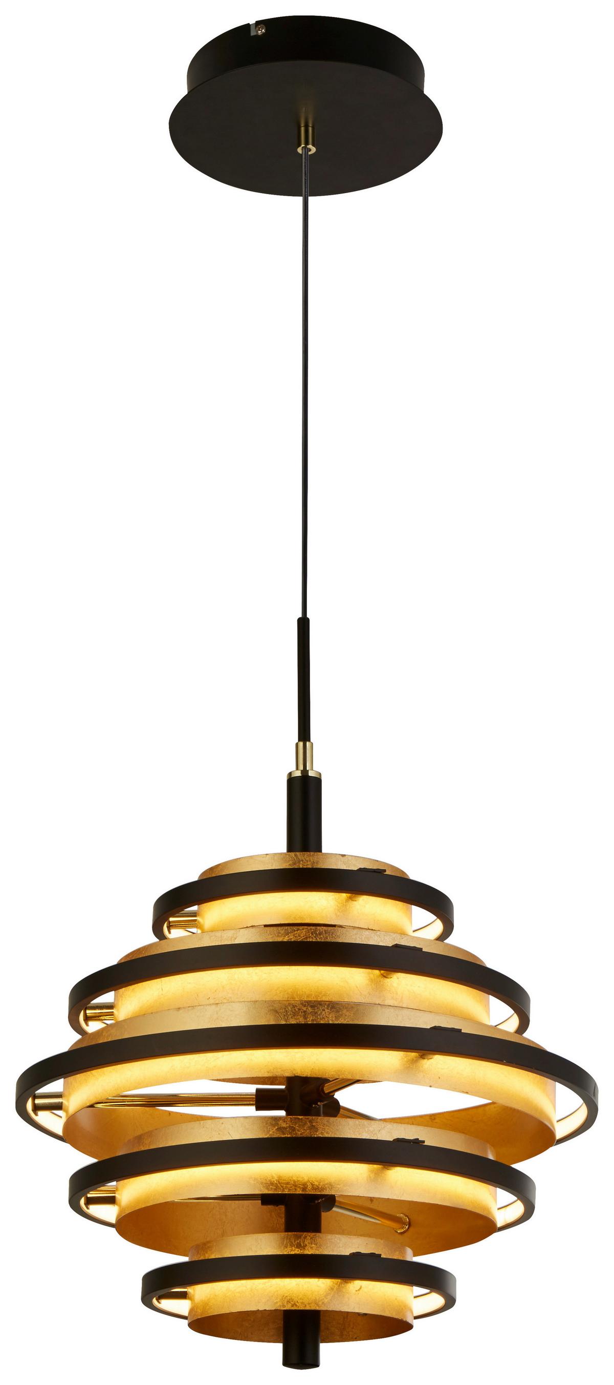 Led Függeszték 6375-5bg - fekete/sárgarézszínű, Design, fém (40/140cm)