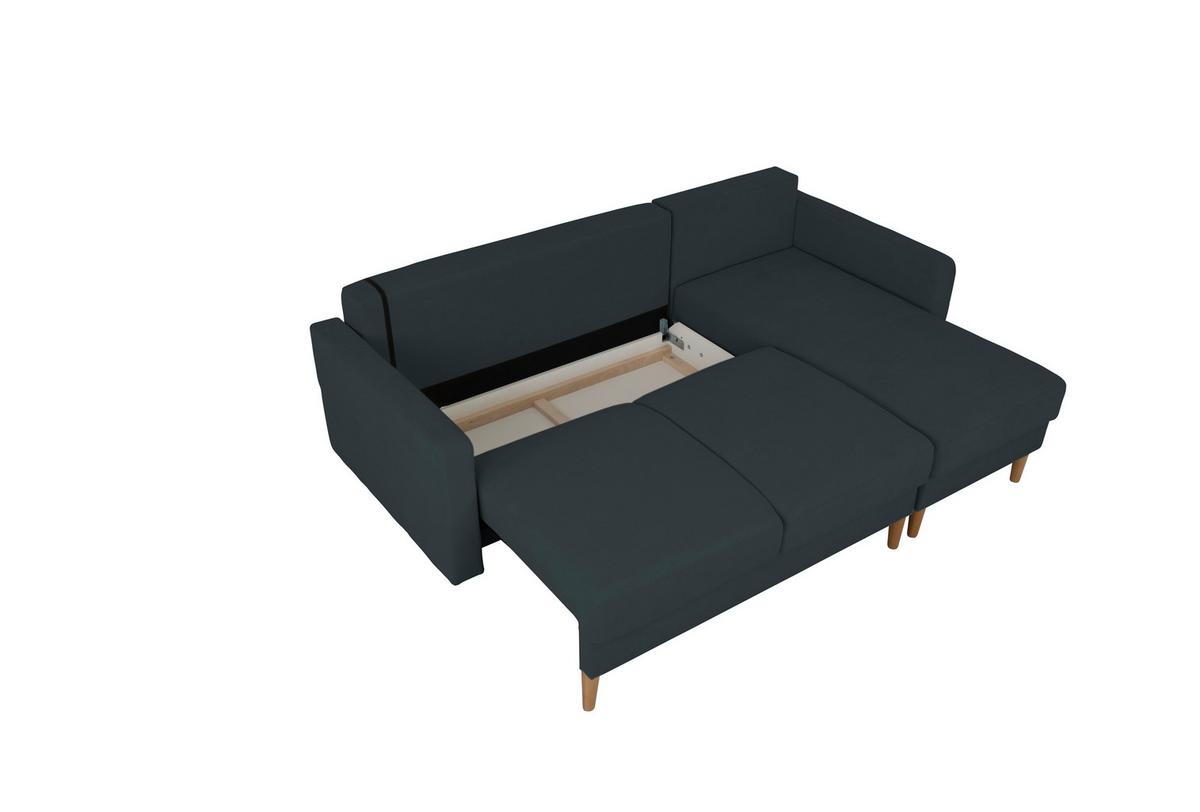 Ecksofa Noret Dunkelblau S: 223x157 Cm - Buchefarben/Dunkelblau, Design, Textil (223/157cm) - MID.YOU