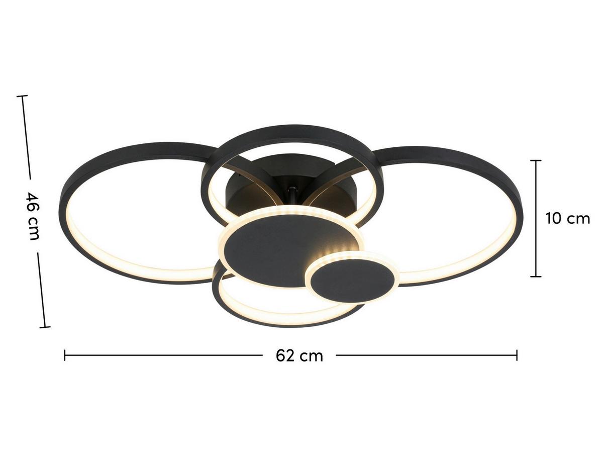 Led-deckenleuchte Christin - Schwarz, Basics, Kunststoff/Metall (46/62/10cm) - Luca Bessoni