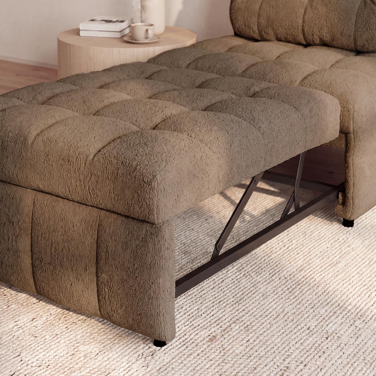 Rozkládací křeslo LIARA, mokka, 2-dílná sada - černá/mokka, Moderní, kov/dřevo (88/87/110cm) - Bessagi Home