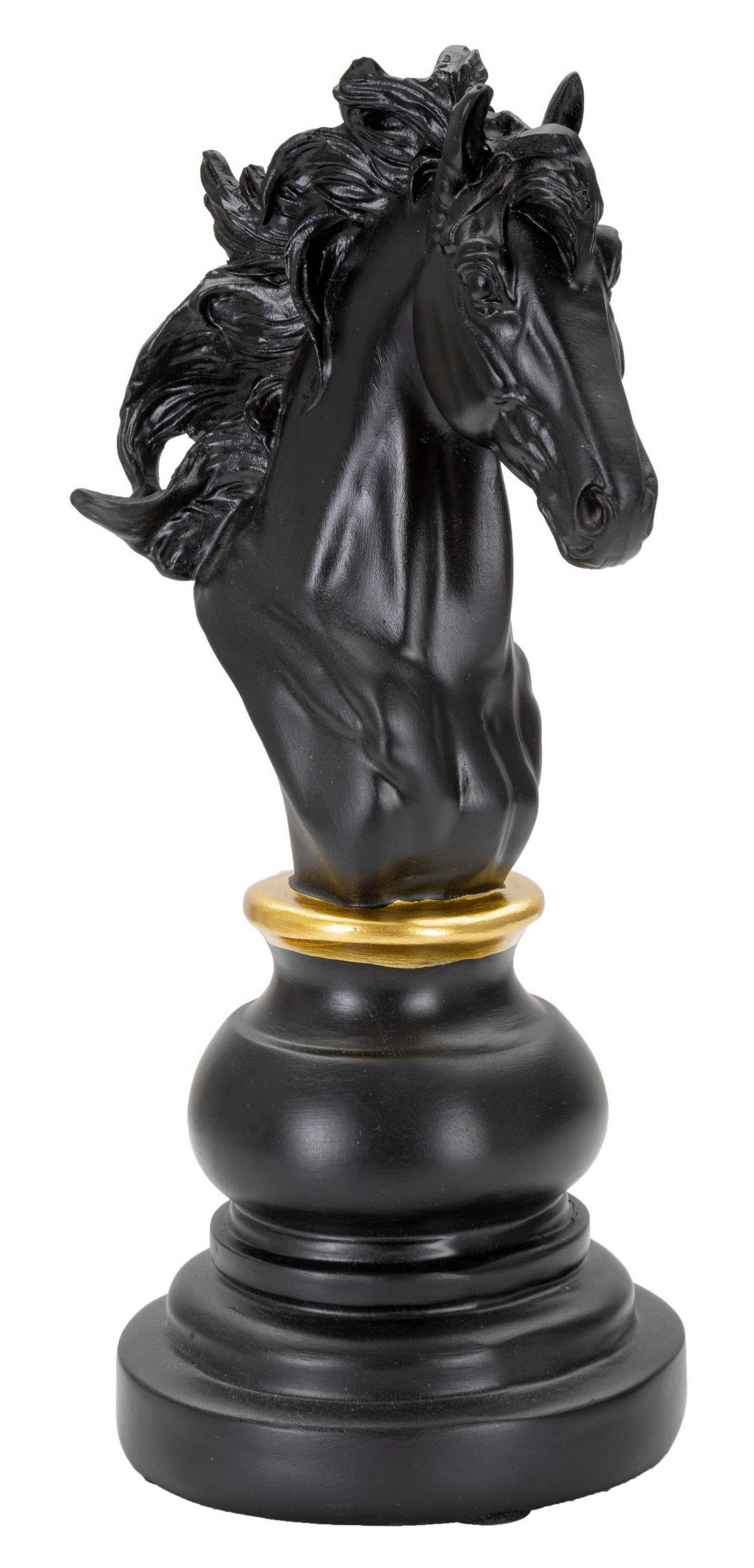 Skulptur Black And Horse B: 14 cm - Goldfarben/Schwarz, Basics, Kunststoff (14/27/11cm)