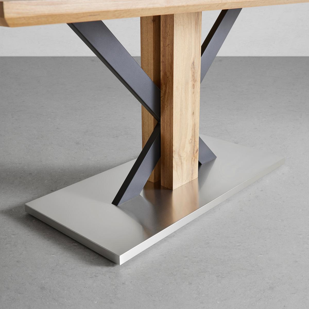 Jídelí stůl KLEMENTIN 180 - černá/barvy dubu, Moderní, kov/kompozitní dřevo (180/76/90cm) - Bessagi Home