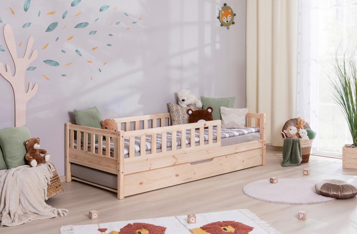 Hausbett Lou Naturfarben B: 100 Cm - Naturfarben/Weiß, MODERN, Holz/Textil (100/200cm) - MID.YOU