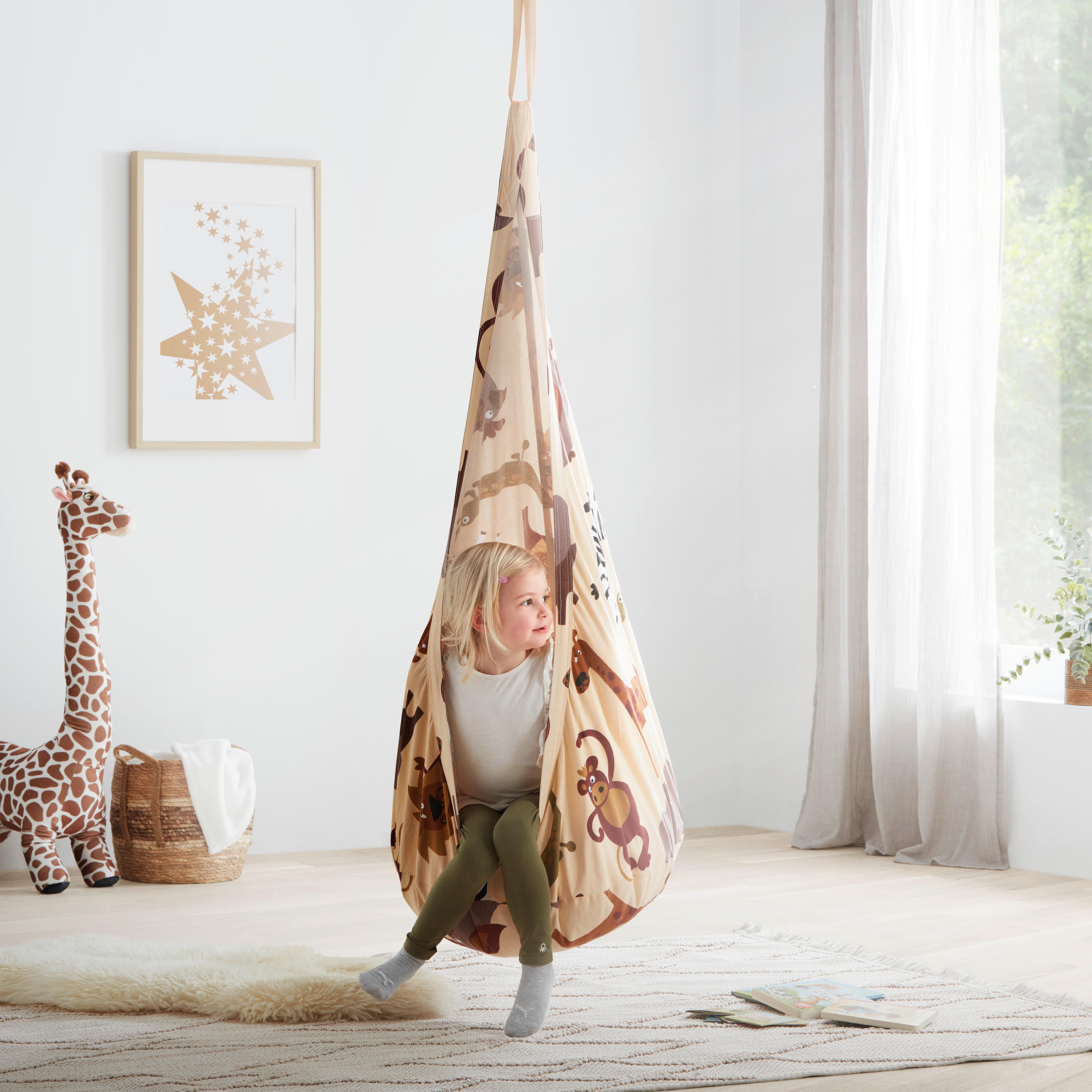 Síťová houpačka POOH včetne polštáře - hnědá/béžová, Moderní, textil (70/150/70cm) - Bessagi Kids