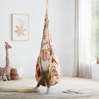 Sieťová hojdačka POOH vrátane vankúša - hnedá/béžová, Modern, textil (70/150/70cm) - Bessagi Kids