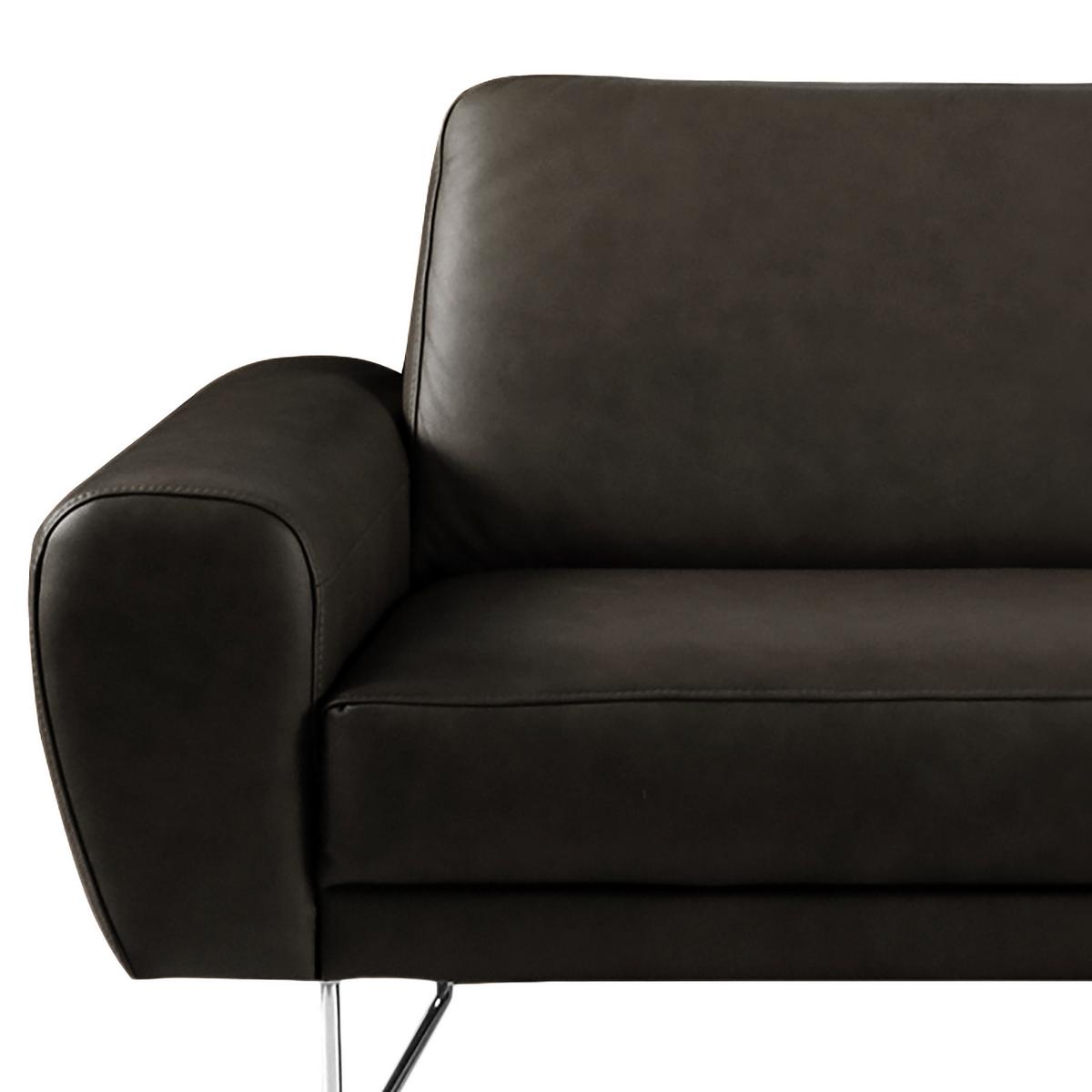 3-Sitzer-Sofa Spring Schwarz Chrom B: 207 cm - Chromfarben/Schwarz, Design, Leder (207/85/92cm) - Livetastic