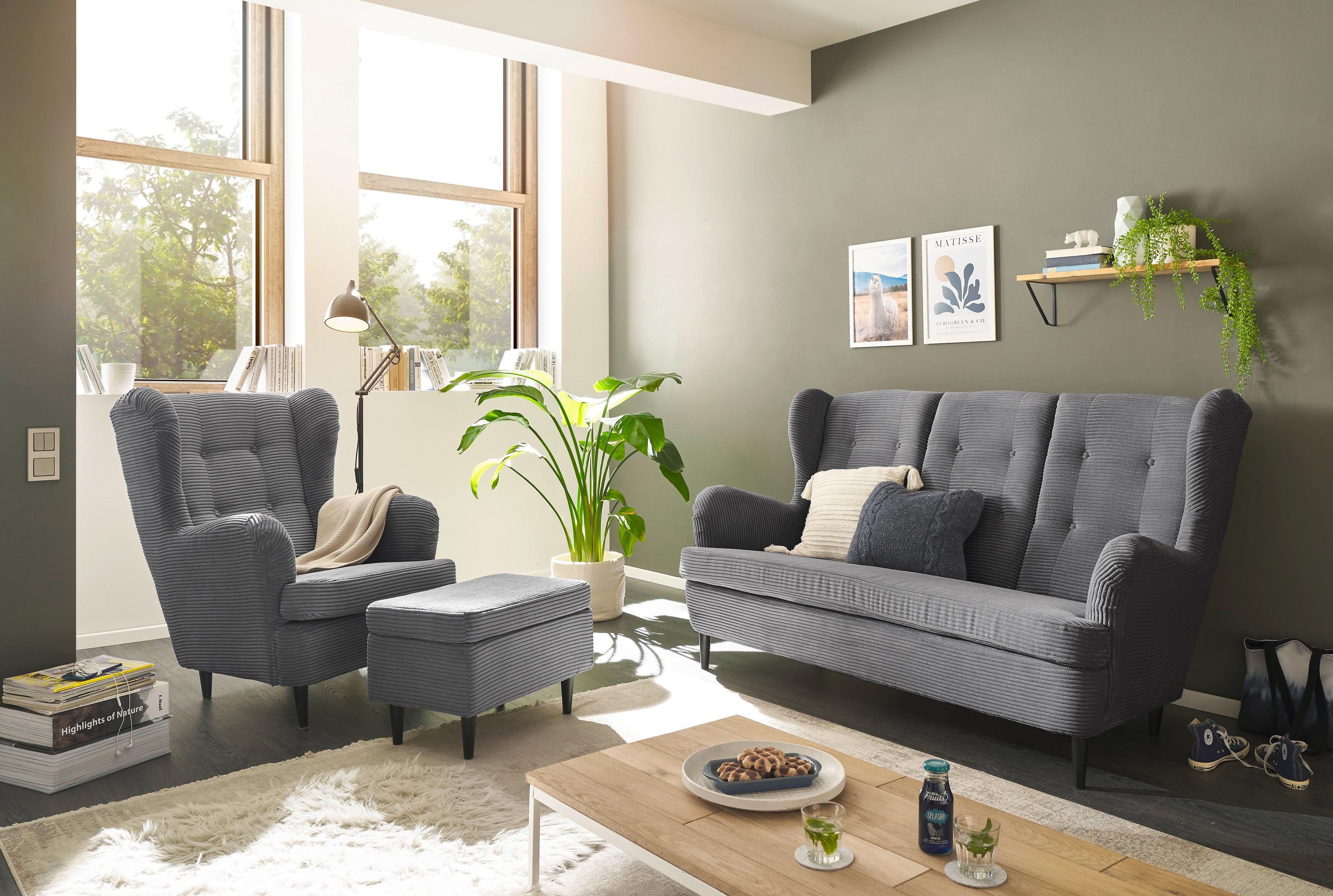 Hocker Oskar Dunkelgrau B: 63 cm - Dunkelgrau/Schwarz, Basics, Textil (63/43/42cm) - MID.YOU