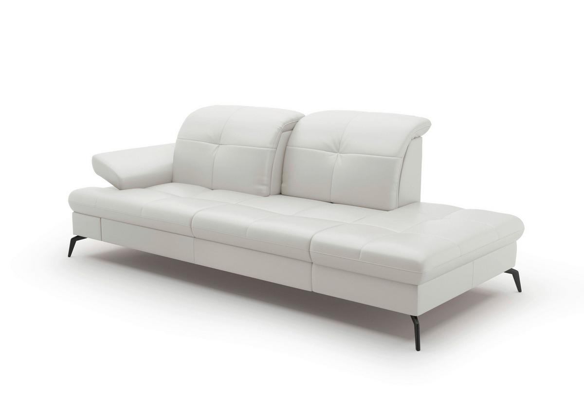 Récamiere Amica E, Weiß B: 231 Cm - Schwarz/Weiß, KONVENTIONELL, Leder/Textil (231/90/122cm) - Sit & More