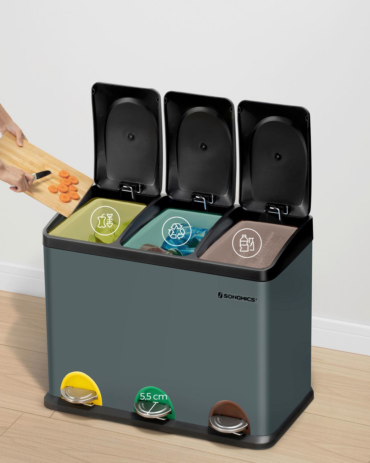 Abfallsammler Dunkelgrau B: 60,5cm - Dunkelgrau/Schwarz, Basics, Kunststoff/Metall (60,5/48,5/40,5cm)