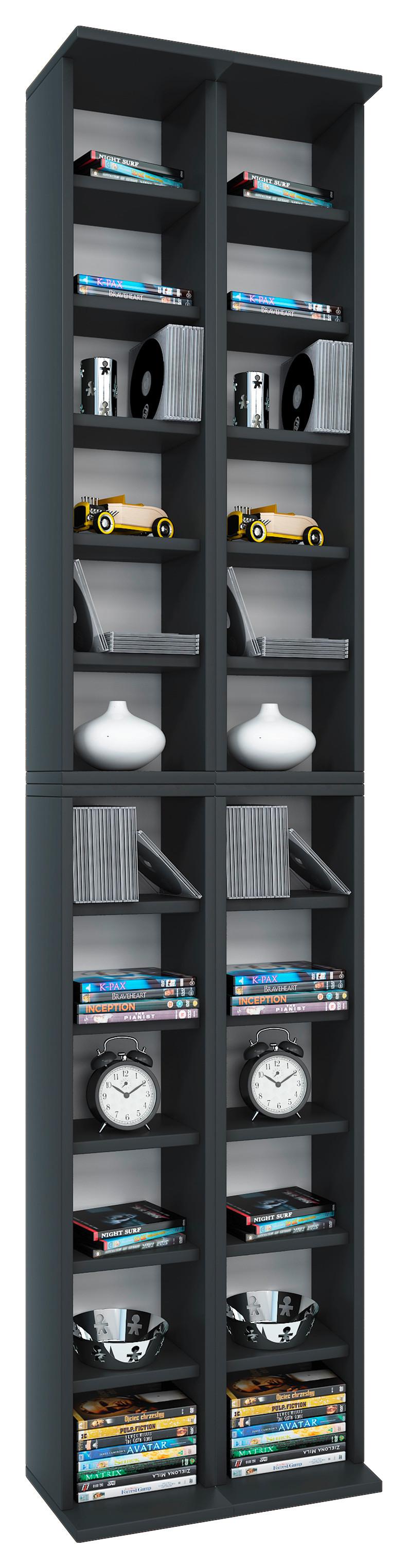 CD Regál Almera š: 42 cm čierny - čierna, Konventionell, kompozitné drevo (42/183/20cm) - MID.YOU
