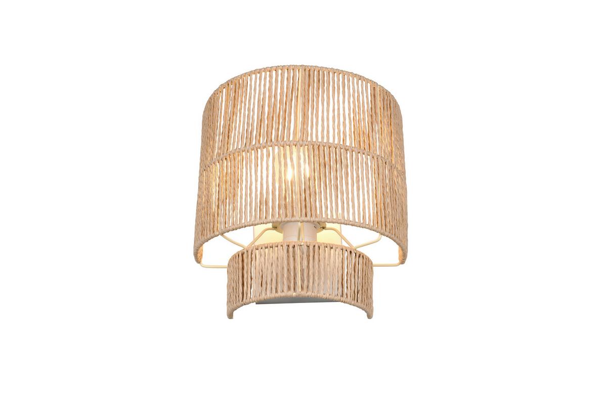 Wandleuchte Satna Braun Weiß B: 24,5 Cm - Braun/Weiß, Natur, Papier (24,5/24,5/14cm)