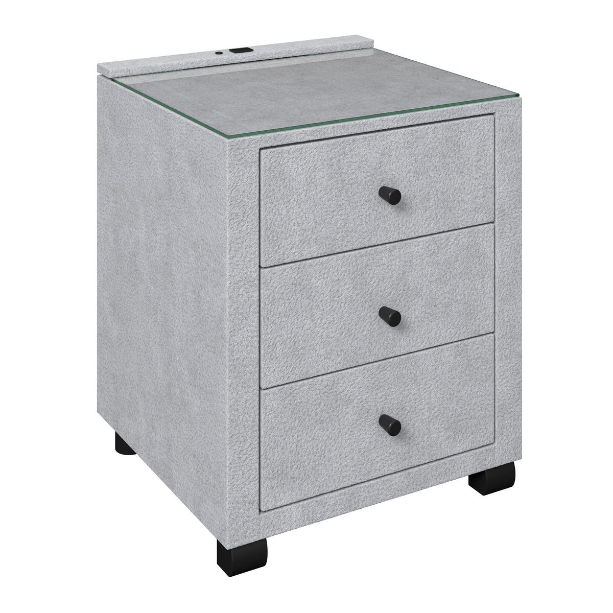 Nachtkästchen Elysia Hellgrau, B: 48cm - Hellgrau, Trend, Glas/Holz (48/68/45,5cm) - Luca Bessoni