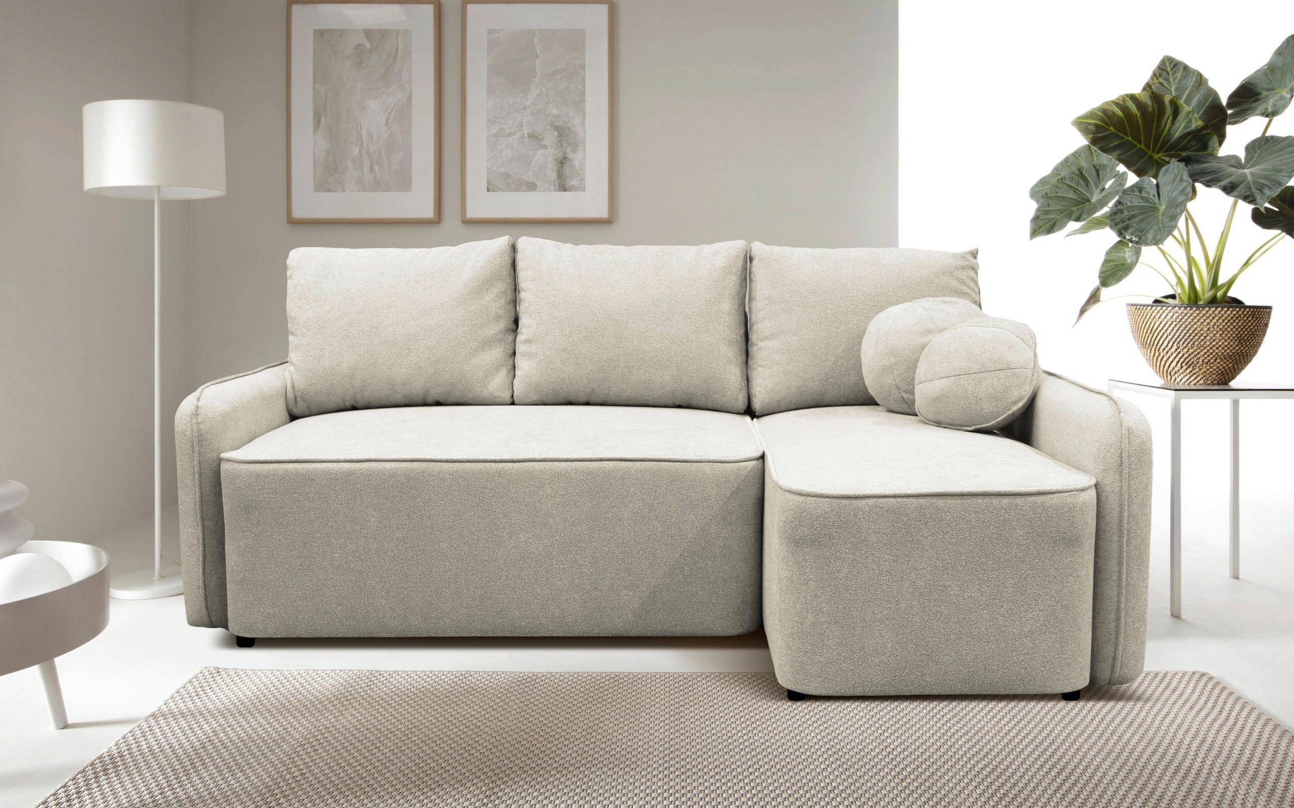 Ecksofa Fancy Creme 209x143 cm - Creme/Schwarz, Design, Textil (209/143cm) - MID.YOU
