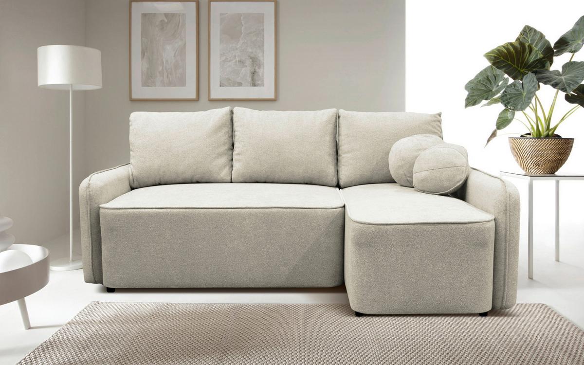 Ecksofa Fancy Creme 209x143 cm - Creme/Schwarz, Design, Textil (209/143cm) - MID.YOU