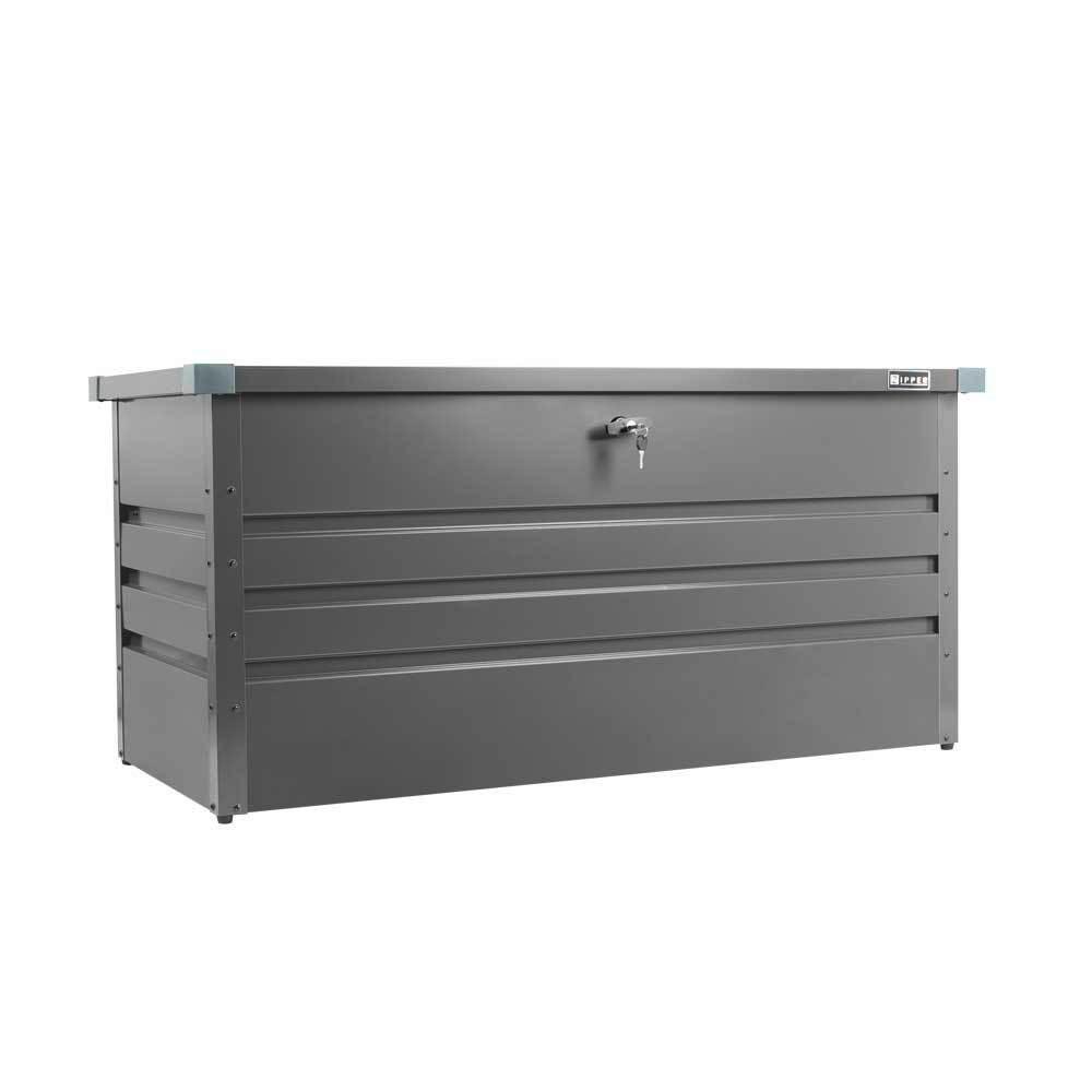 Futterbehälter 132x61x62, Abschließbar, Grau - Grau, Basics, Metall (132/61/62cm) - Zipper