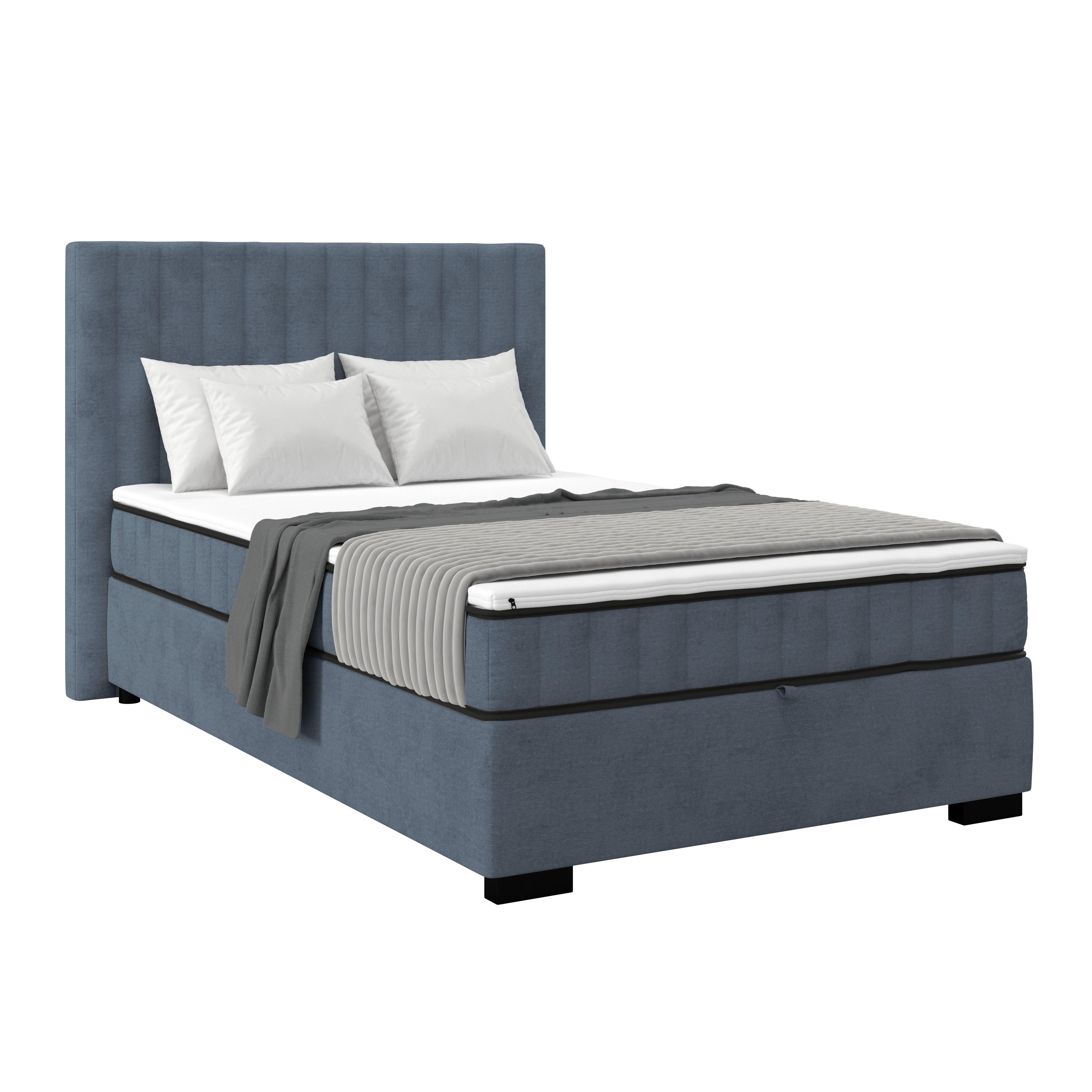 Boxbett Maya 100 - Graublau/Schwarz, MODERN, Holz/Holzwerkstoff (100/200cm)