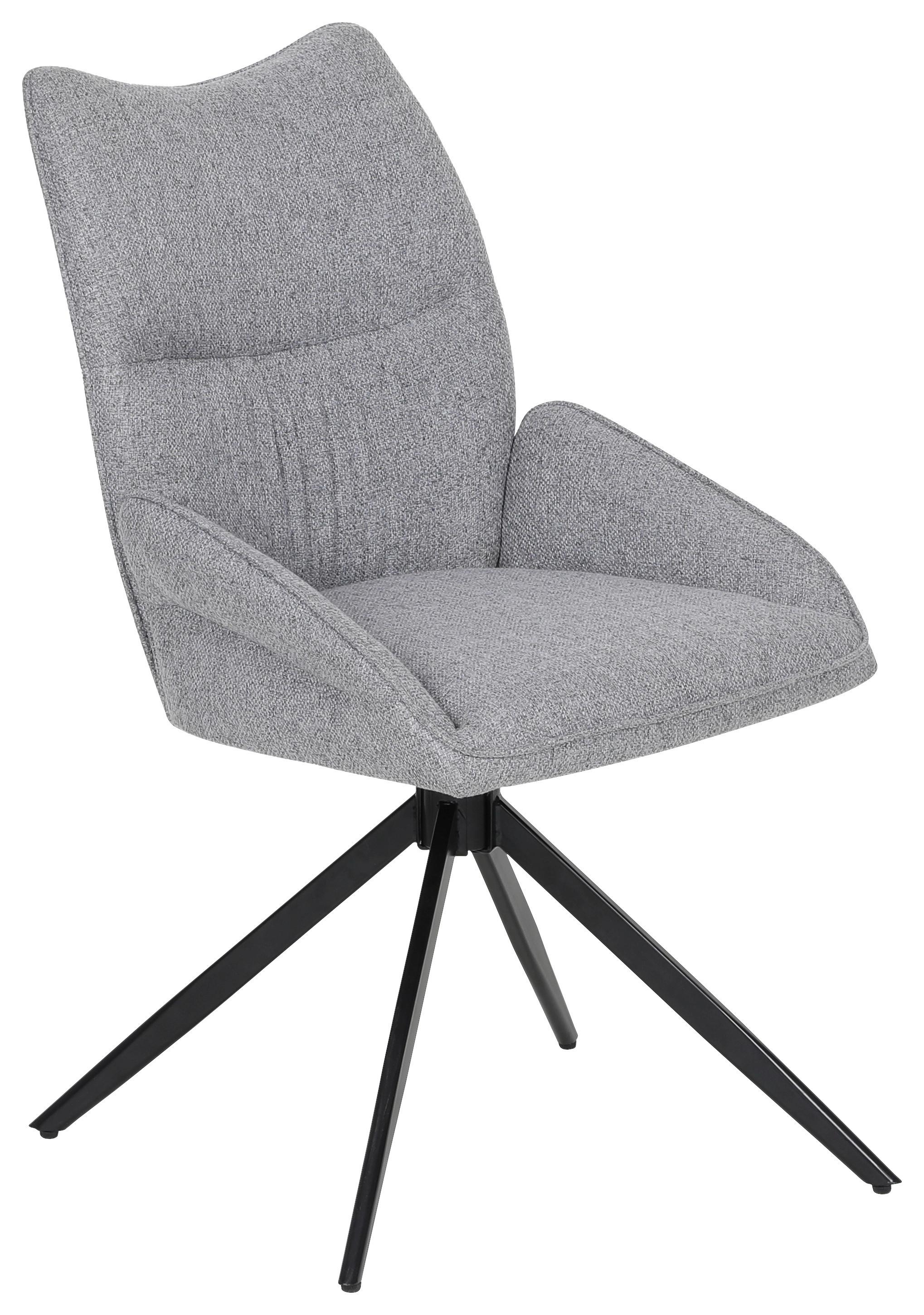 Armlehnstuhl Elina Leinenoptik Hellgrau B: 51 cm - Hellgrau/Schwarz, Trend, Textil/Metall (51/90/62cm)