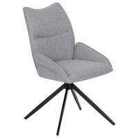 Armlehnstuhl Elina Leinenoptik Hellgrau B: 51 Cm - Hellgrau/Schwarz, Trend, Textil/Metall (51/90/62cm)