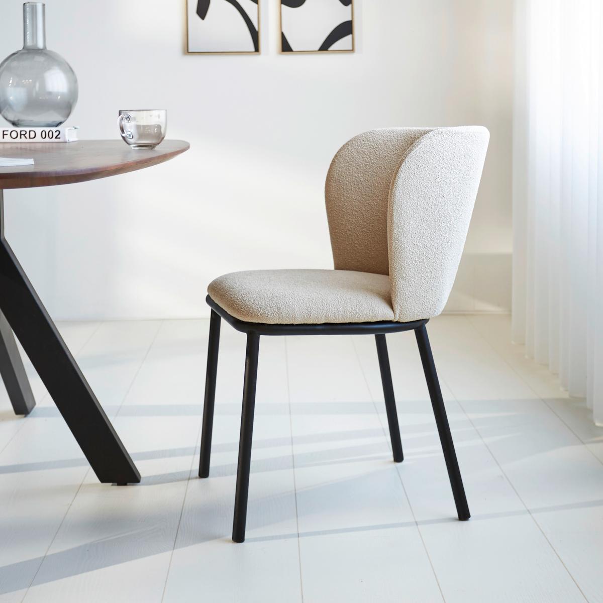 Stuhl-set Bourges Beige B: 52 Cm - Beige/Schwarz, MODERN, Textil/Metall (52/80/44cm) - MID.YOU