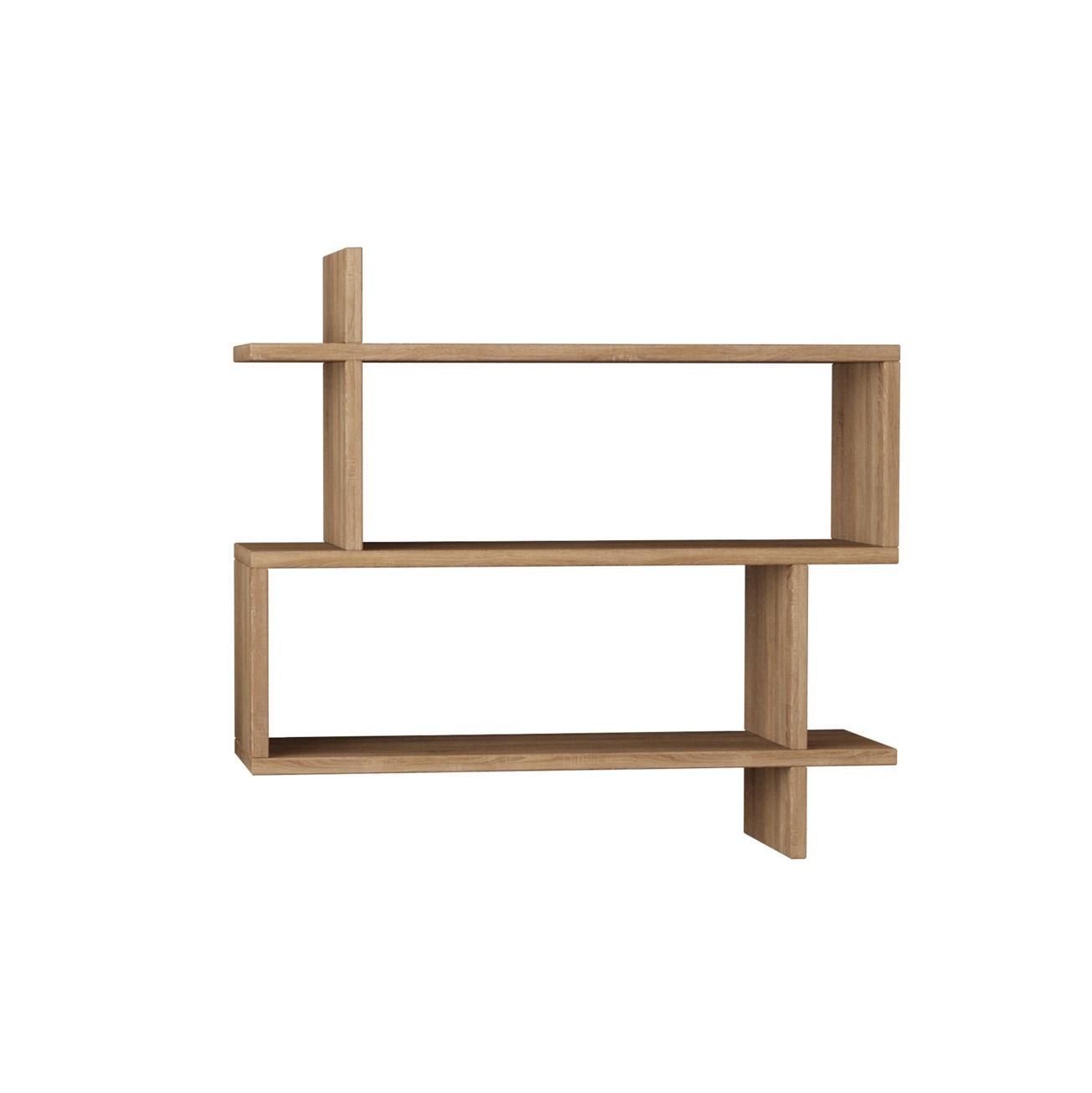 Wandregal Paralel Regal - Eichefarben, Design, Holzwerkstoff (70/65/22cm) - Livetastic