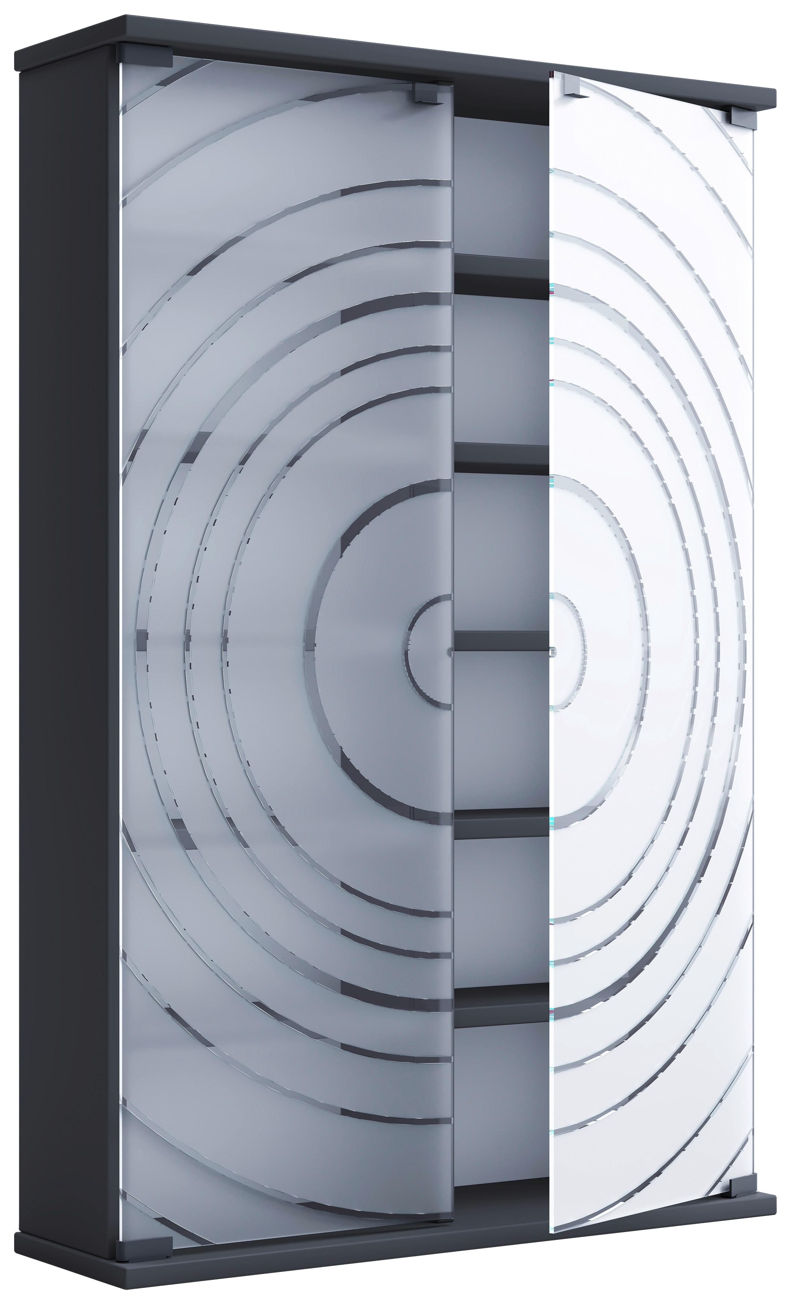 CD-Regal Tilano Anthrazit B: 60 cm - Anthrazit, Design, Glas/Holzwerkstoff (60/92/18cm) - MID.YOU