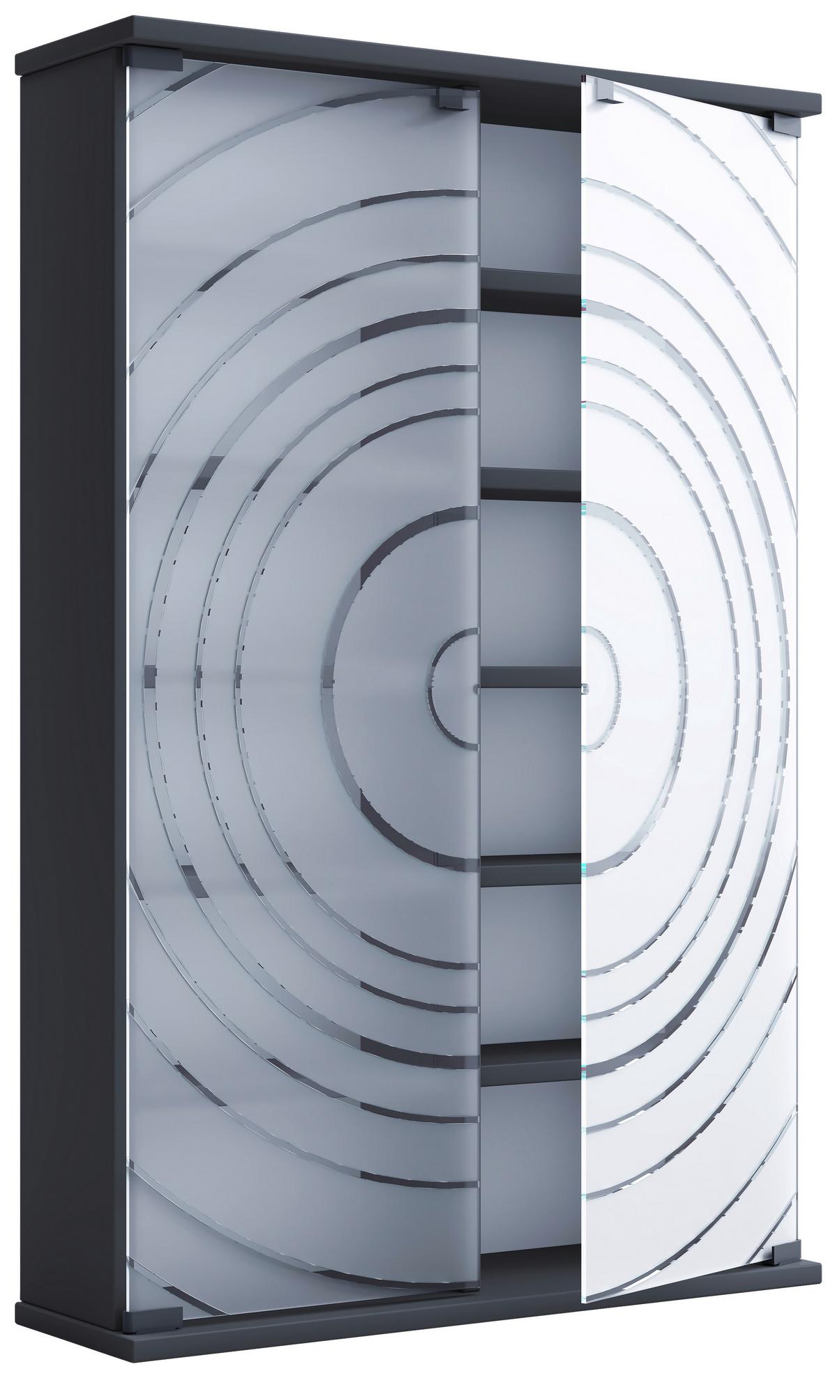 CD-Regal Tilano Anthrazit B: 60 cm - Anthrazit, Design, Glas/Holzwerkstoff (60/92/18cm) - MID.YOU
